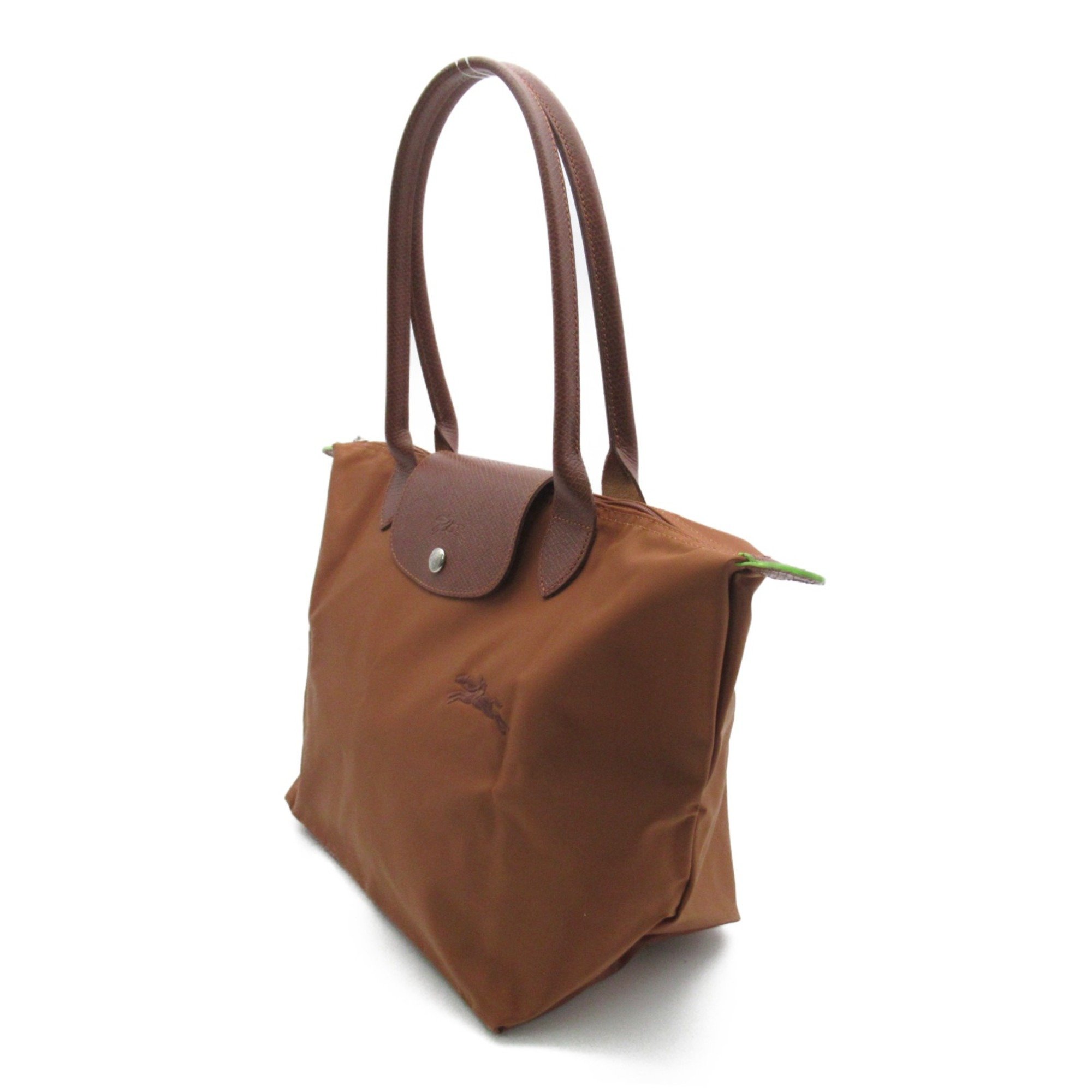 Longchamp Le Pliage Green M Shoulder Bag Brown Cognac recycled polyamide canvas L2605919504