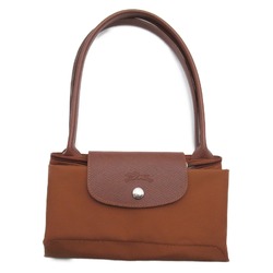 Longchamp Le Pliage Green M Shoulder Bag Brown Cognac recycled polyamide canvas L2605919504