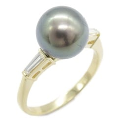 TASAKI Black pearl diamond Ring Black Clear K18 (Yellow Gold) Pearl Black Clear