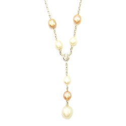 MIKIMOTO Drop Freshwater Pearl 1P Diamond Necklace Clear White K18WG(WhiteGold) Pearl Clear White