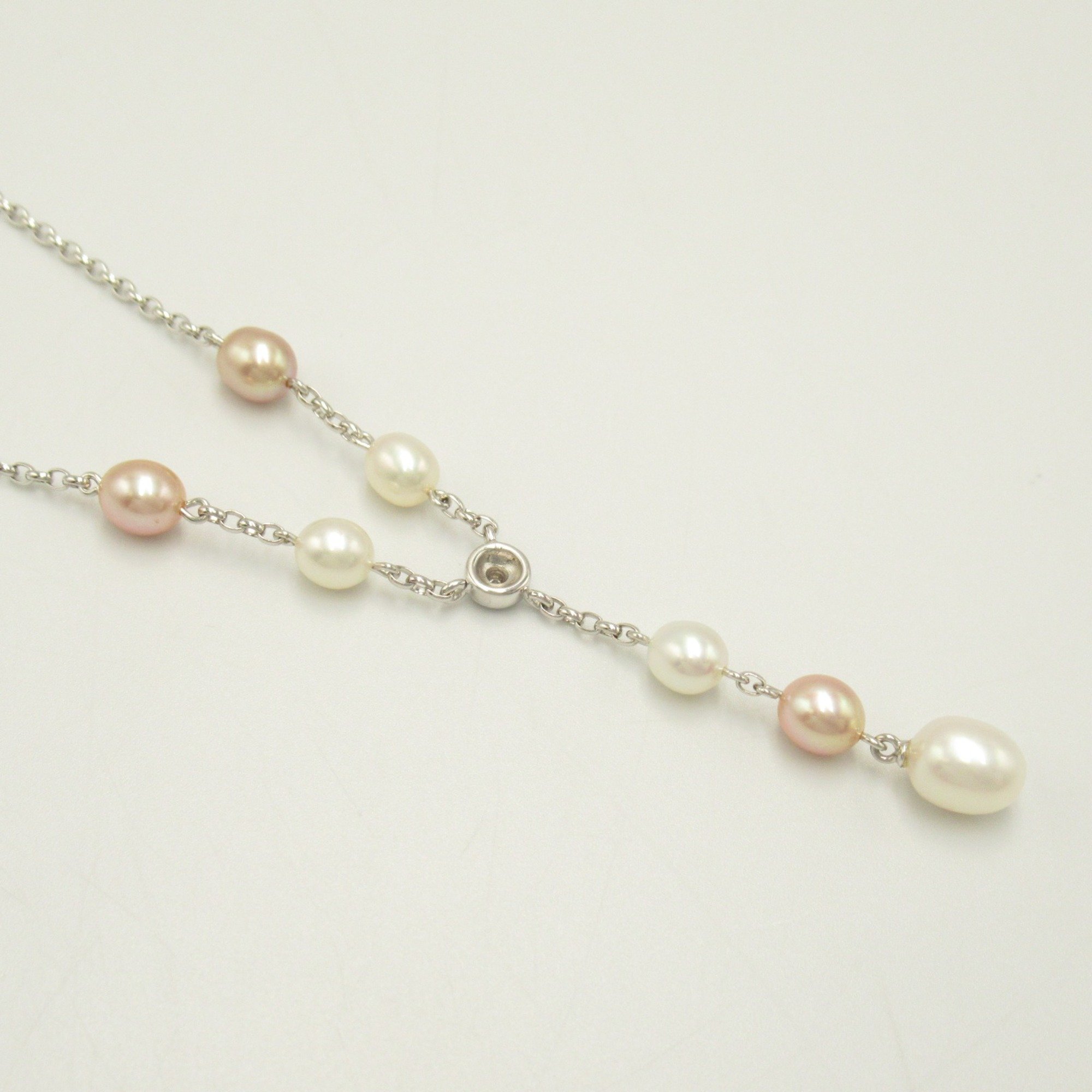 MIKIMOTO Drop Freshwater Pearl 1P Diamond Necklace Clear White K18WG(WhiteGold) Pearl Clear White