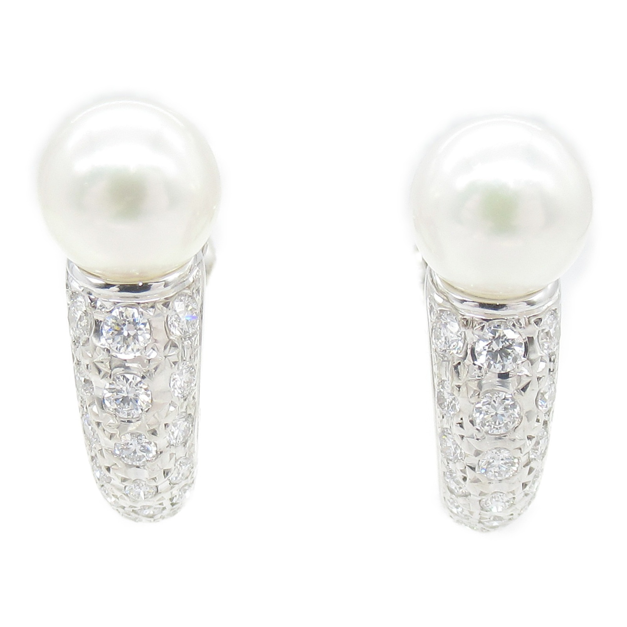 MIKIMOTO pearl diamond Pierced earrings White Clear K18WG(WhiteGold) Pearl White Clear