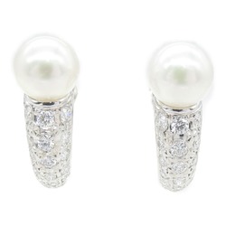 MIKIMOTO pearl diamond Pierced earrings White Clear K18WG(WhiteGold) Pearl White Clear