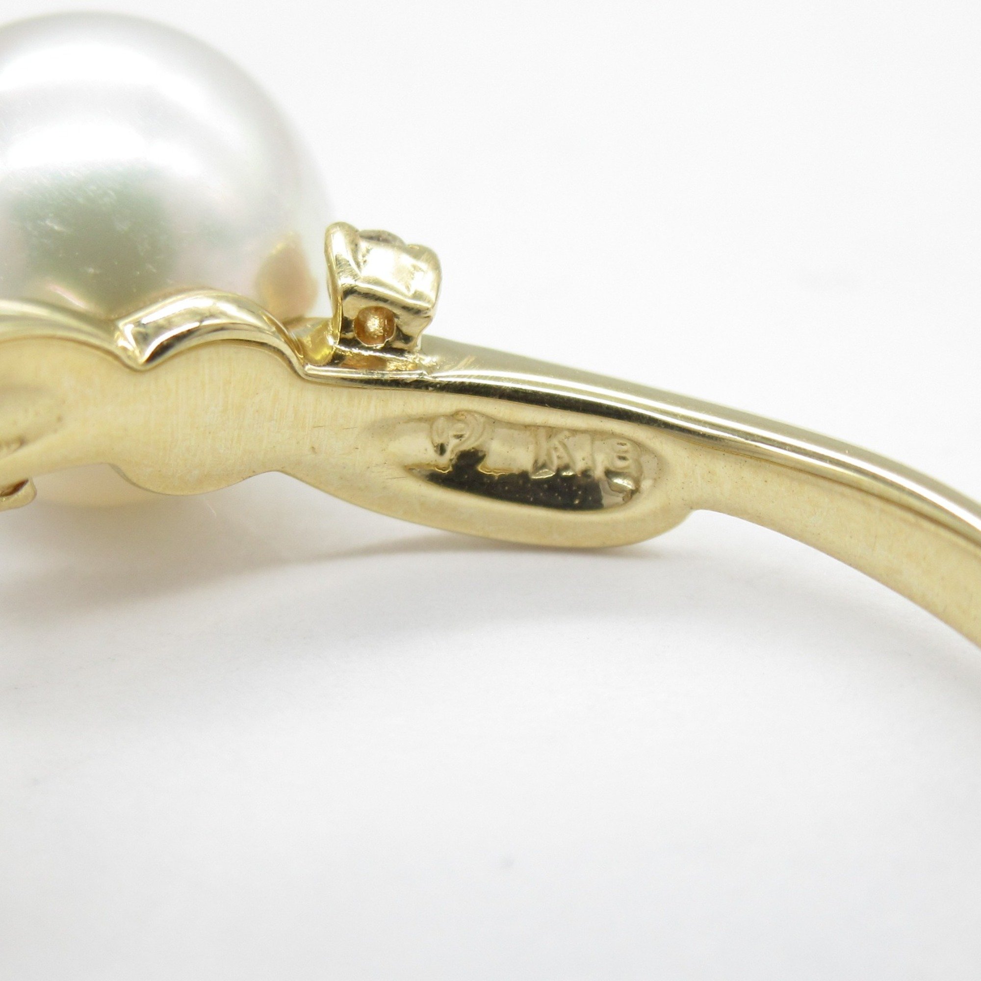 TASAKI Pearl diamond Ring White Clear K18 (Yellow Gold) Pearl White Clear