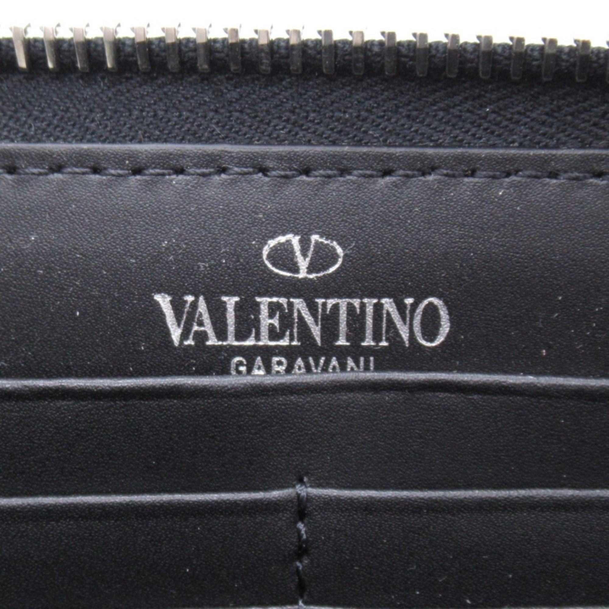 Valentino Round long wallet Black/White leather XY2P0570LVN0NO