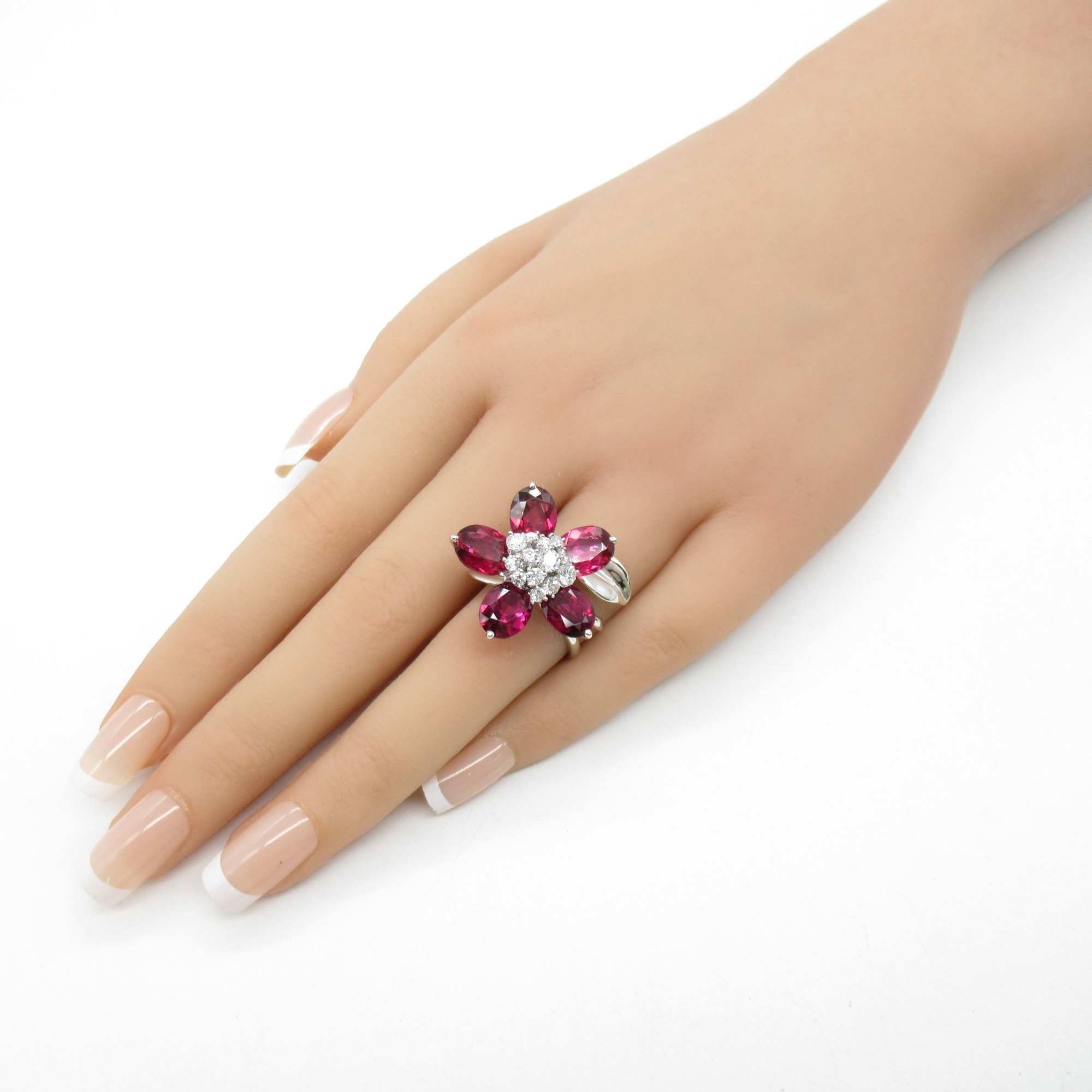 Van Cleef & Arpels Hawaiian Tourmaline Diamond Ring Pink Clear K18WG(WhiteGold) Tourmaline Pink Clear