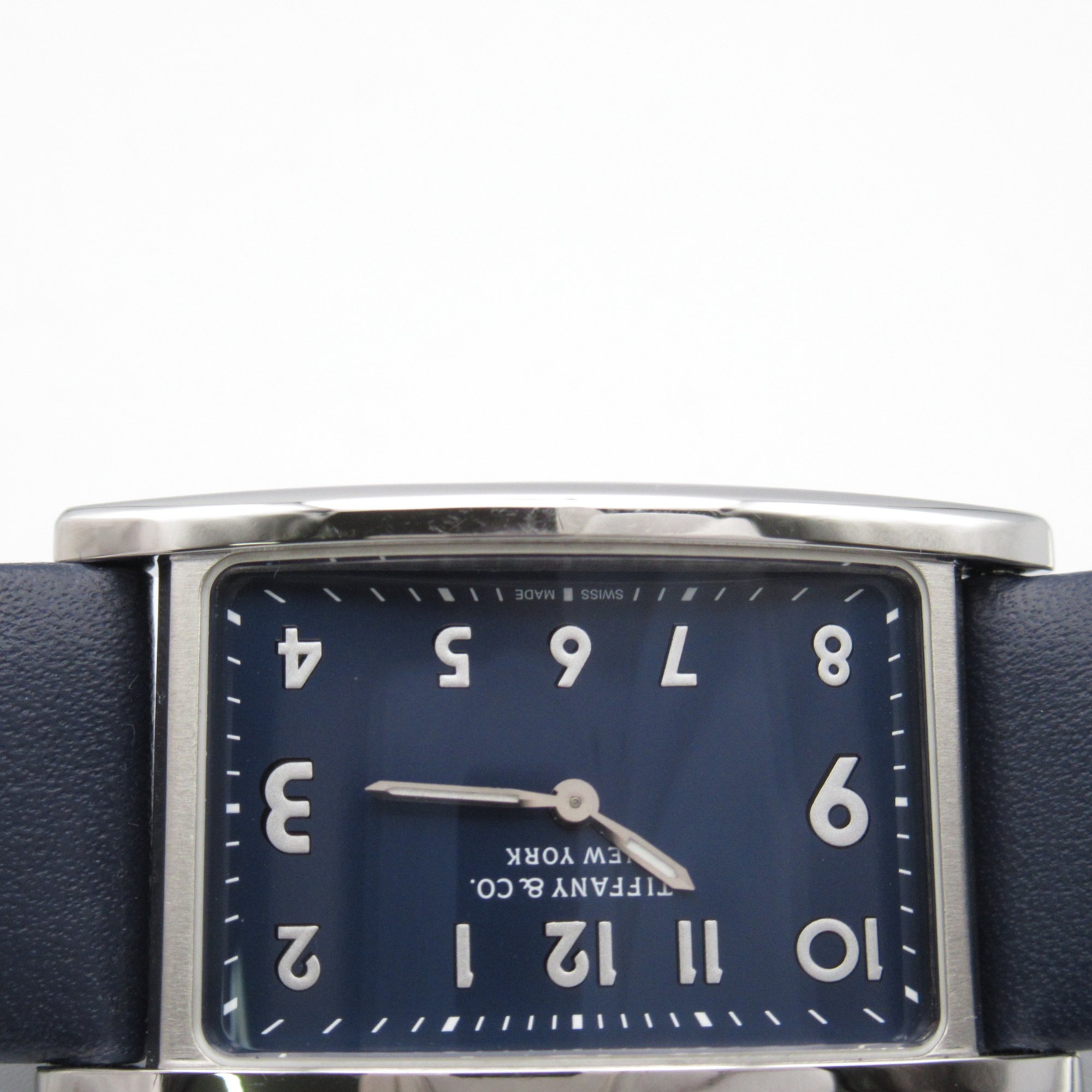 TIFFANY&CO East West Wrist Watch 36668644 Quartz Blue Stainless Steel Leather belt 36668644