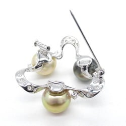 TASAKI Pearl diamond Brooch Clear Mulch color Pt900Platinum diamond Pearl