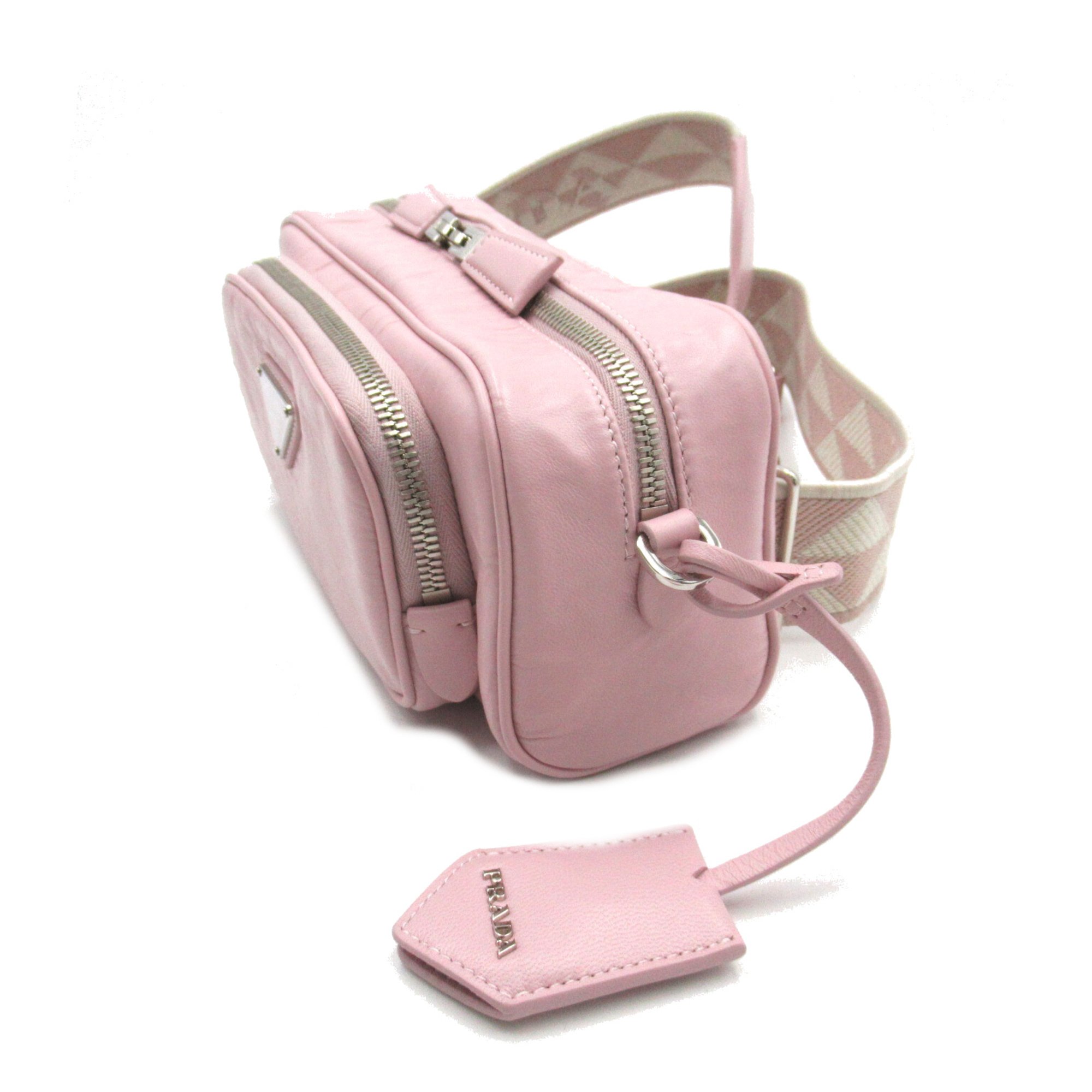 PRADA Nappa Antique Leather Multi-Pocket Shoulder Pink Alabaster Pink leather 1BH198UVLF0E18