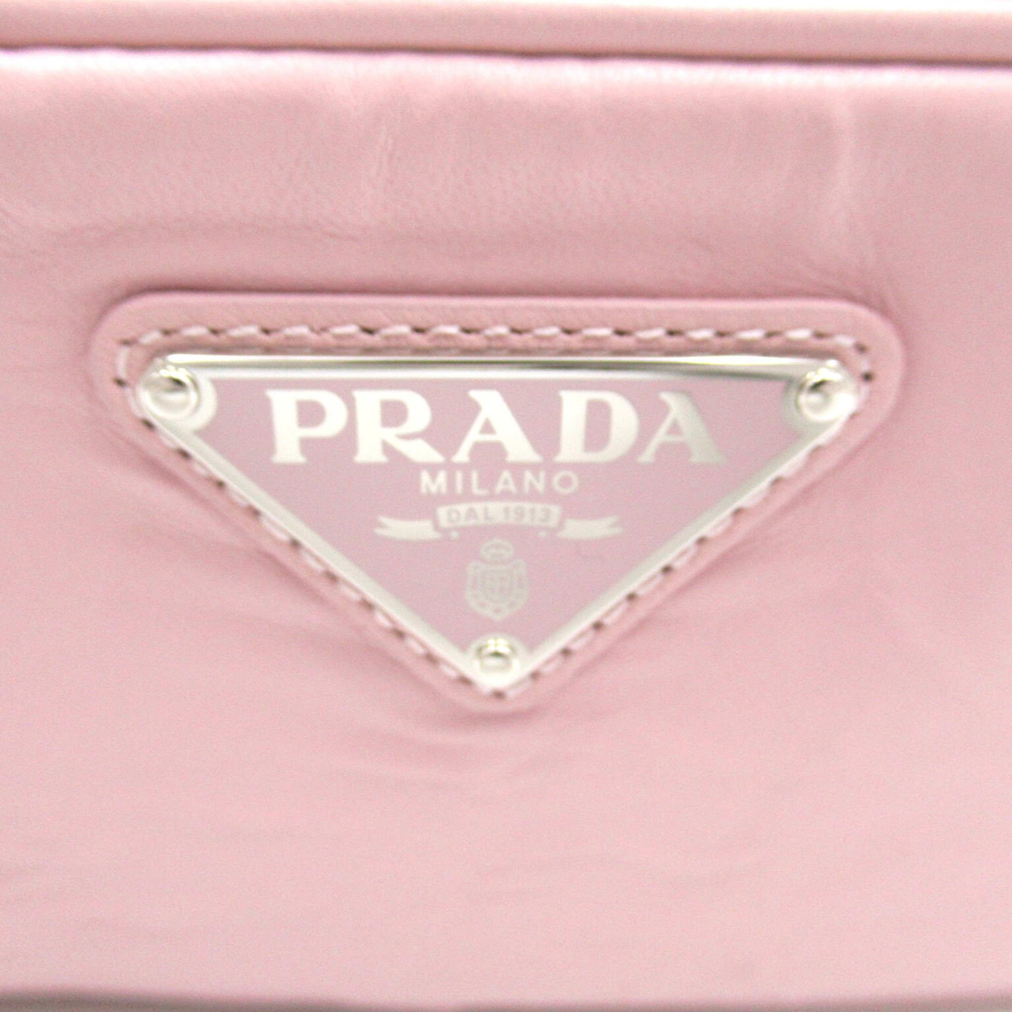 PRADA Nappa Antique Leather Multi-Pocket Shoulder Pink Alabaster Pink leather 1BH198UVLF0E18