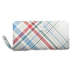 Vivienne Westwood round wallet White madras check Safiano leather Saffiano print 51050023UL0057O101