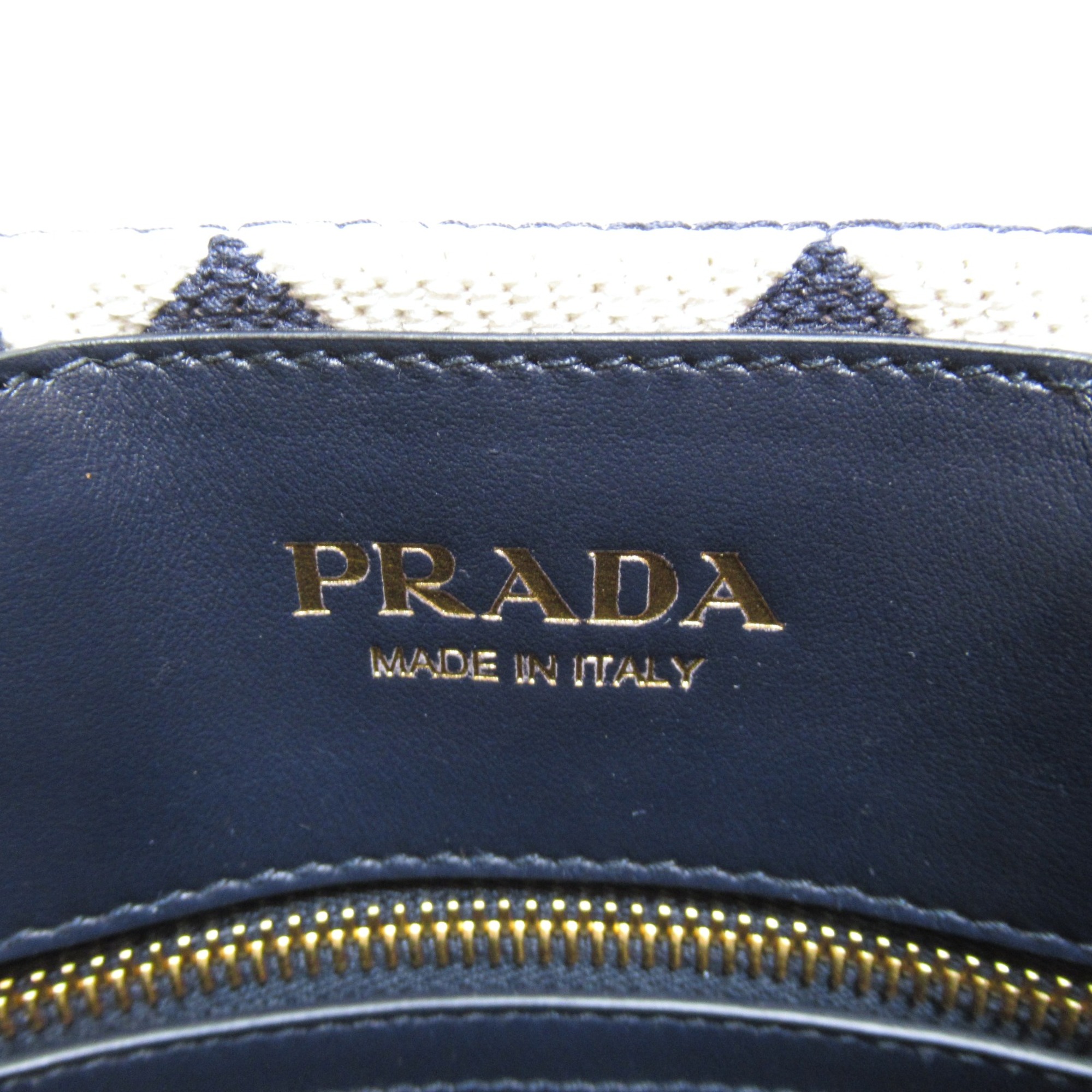 PRADA 2WayTote Bag Navy White canvas 1BA354