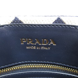 PRADA 2WayTote Bag Navy White canvas 1BA354