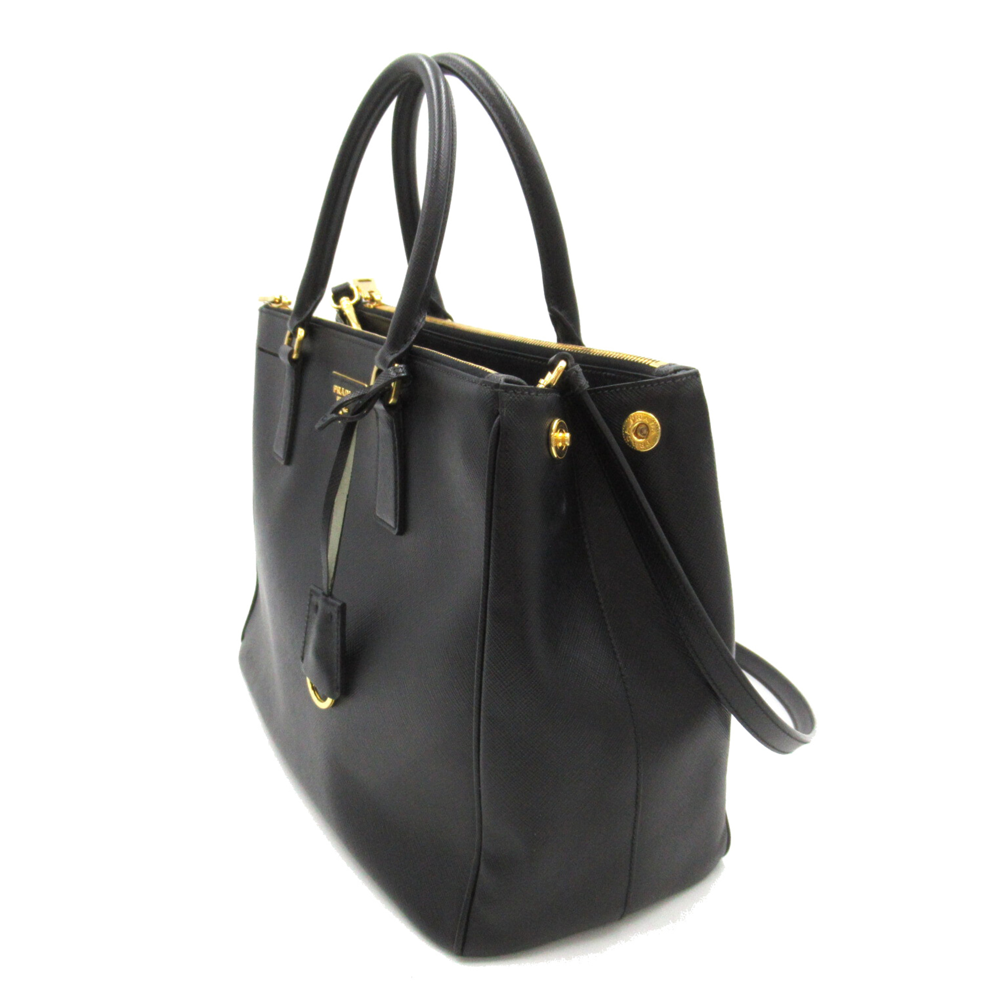 PRADA 2-way tote Black Safiano leather 1BA274