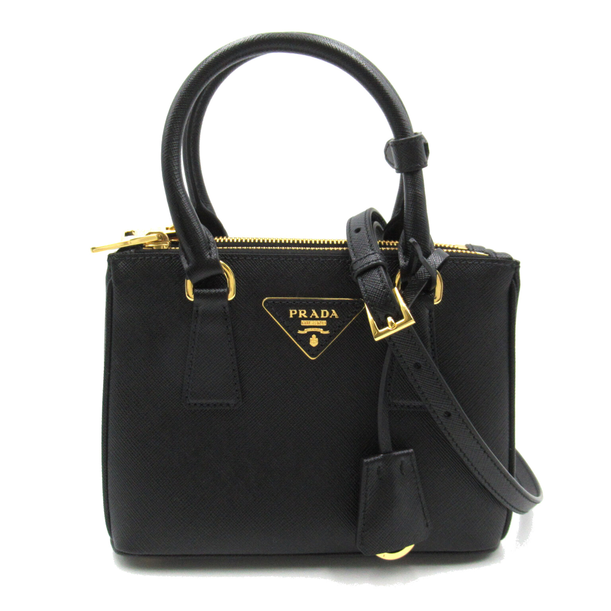 PRADA Saffiano 2way Shoulder Bag Black Safiano leather 1BA906NZVF0002