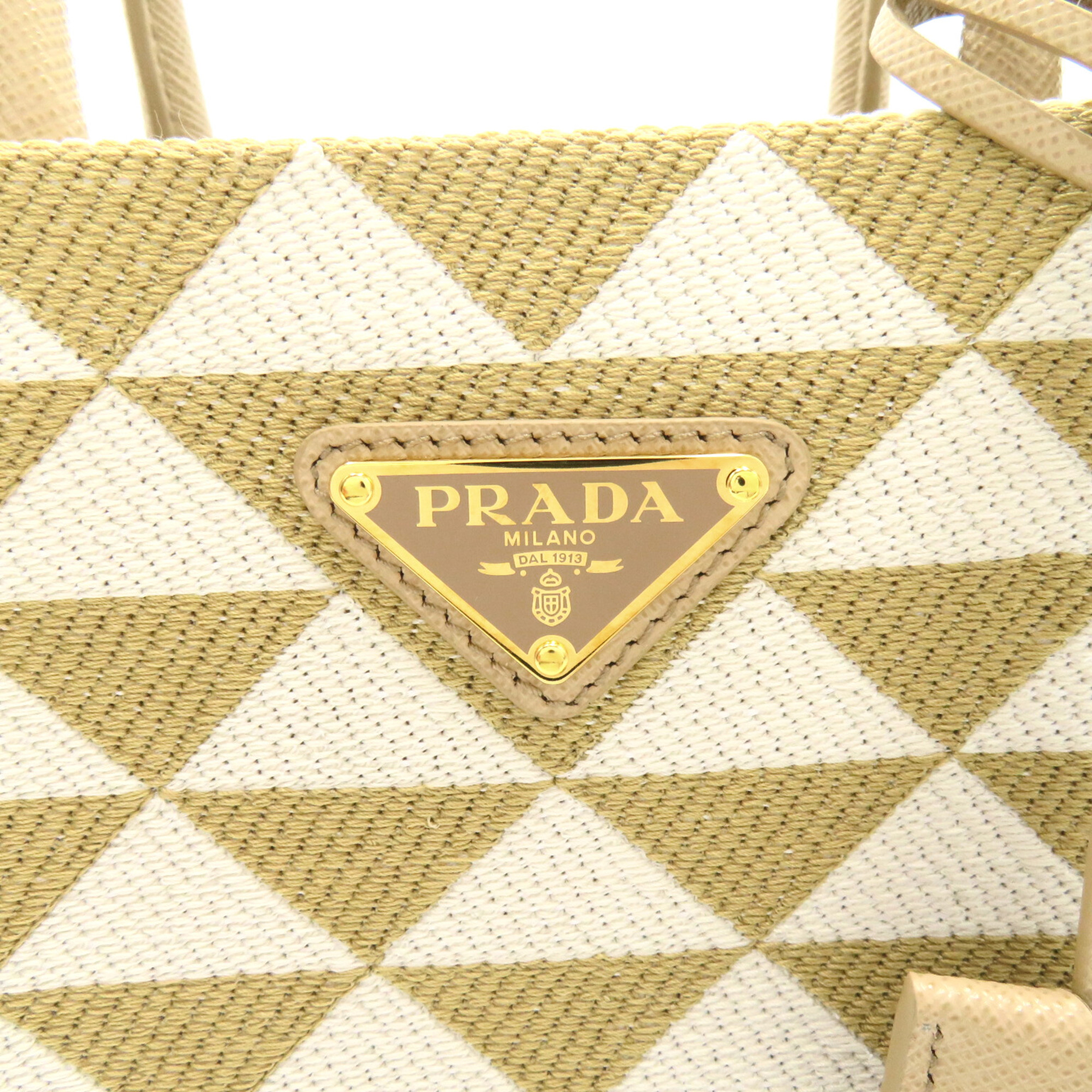 PRADA 2wayShoulder Beige White CORDA/TALCO leather canvas 1BA3552FKLF0J0A