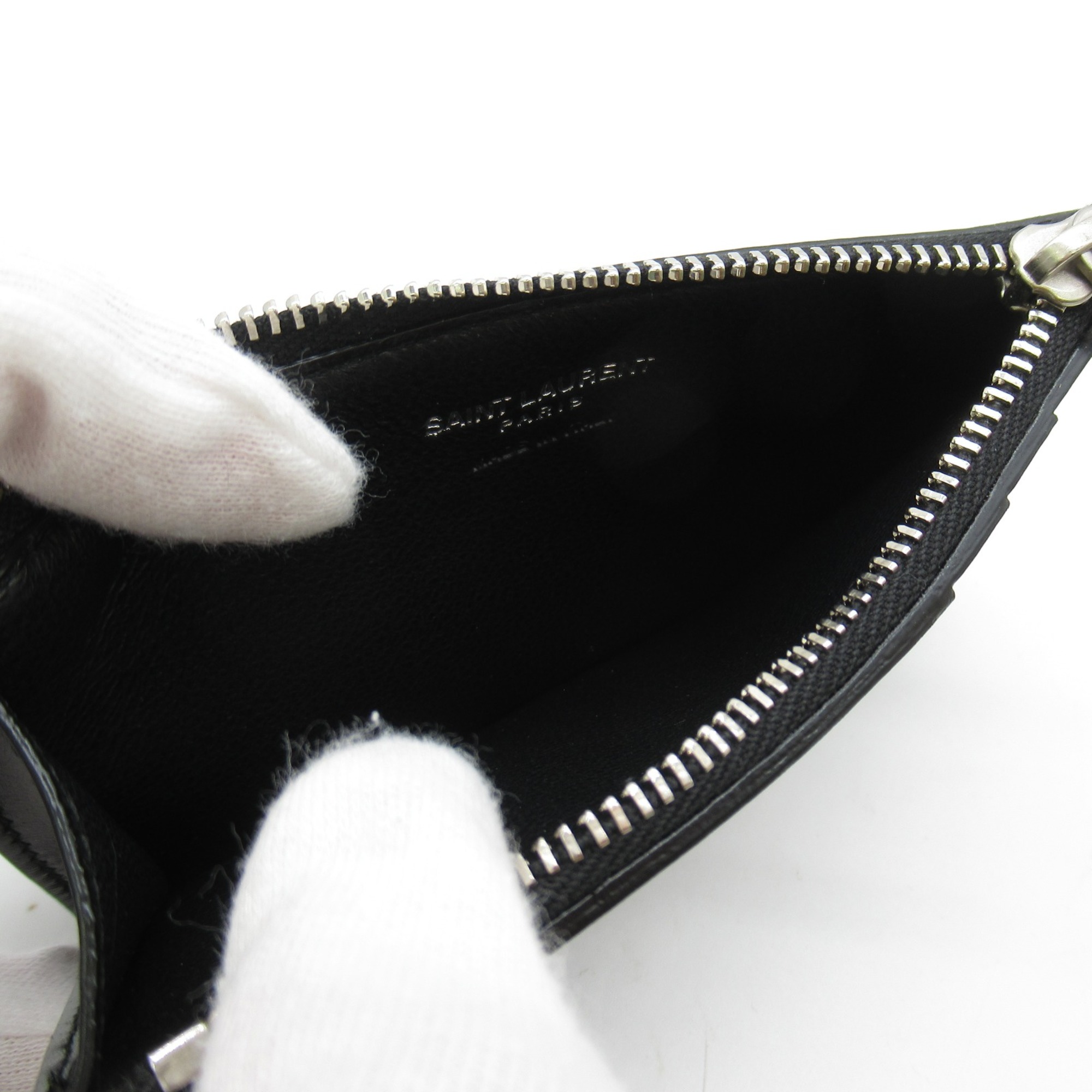 SAINT LAURENT Card Case Black Calfskin (cowhide) 6298991JB0E1000