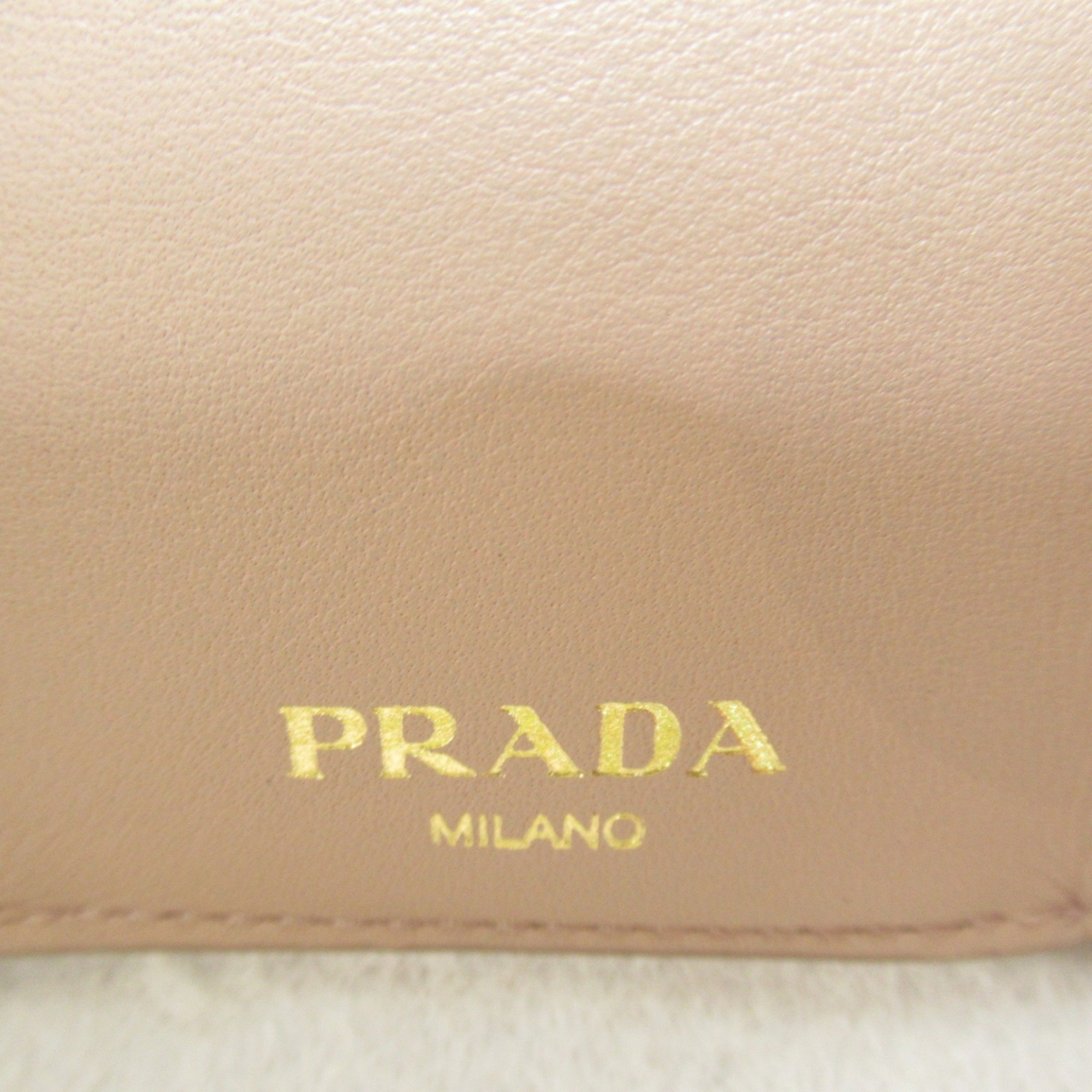 PRADA Tri-fold wallet Beige Pink Beige Safiano leather