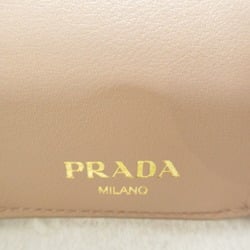 PRADA Tri-fold wallet Beige Pink Beige Safiano leather