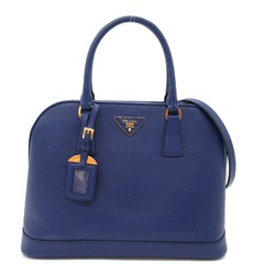 PRADA 2way hand bag Blue Safiano leather BN2558