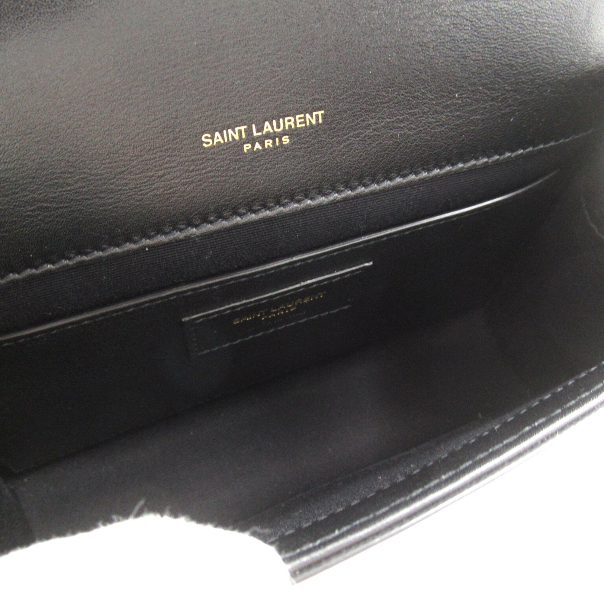 SAINT LAURENT Cassandra ChainShoulder Black Beige leather enamel 753883AAB9T9299