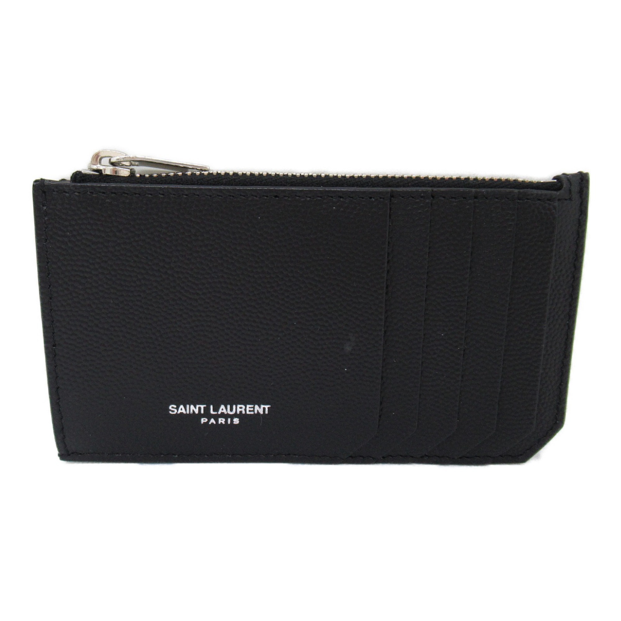 SAINT LAURENT Card Case with coin purse Black Embossed leather 609362BTY0N1000