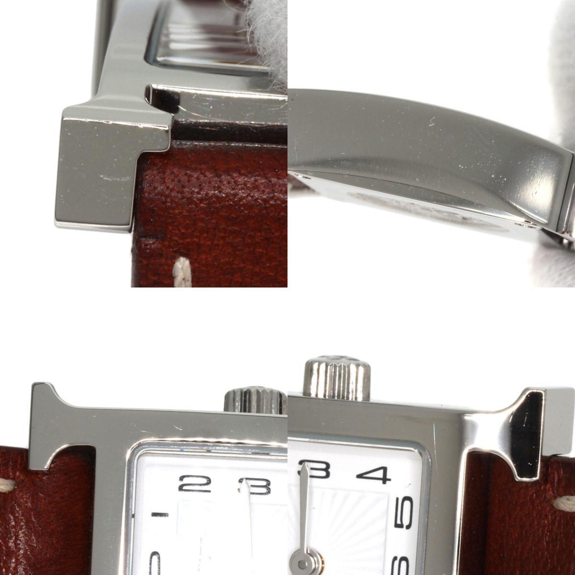 Hermes HH1.110 H Watch Stainless Steel Leather Ladies HERMES