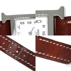 Hermes HH1.110 H Watch Stainless Steel Leather Ladies HERMES