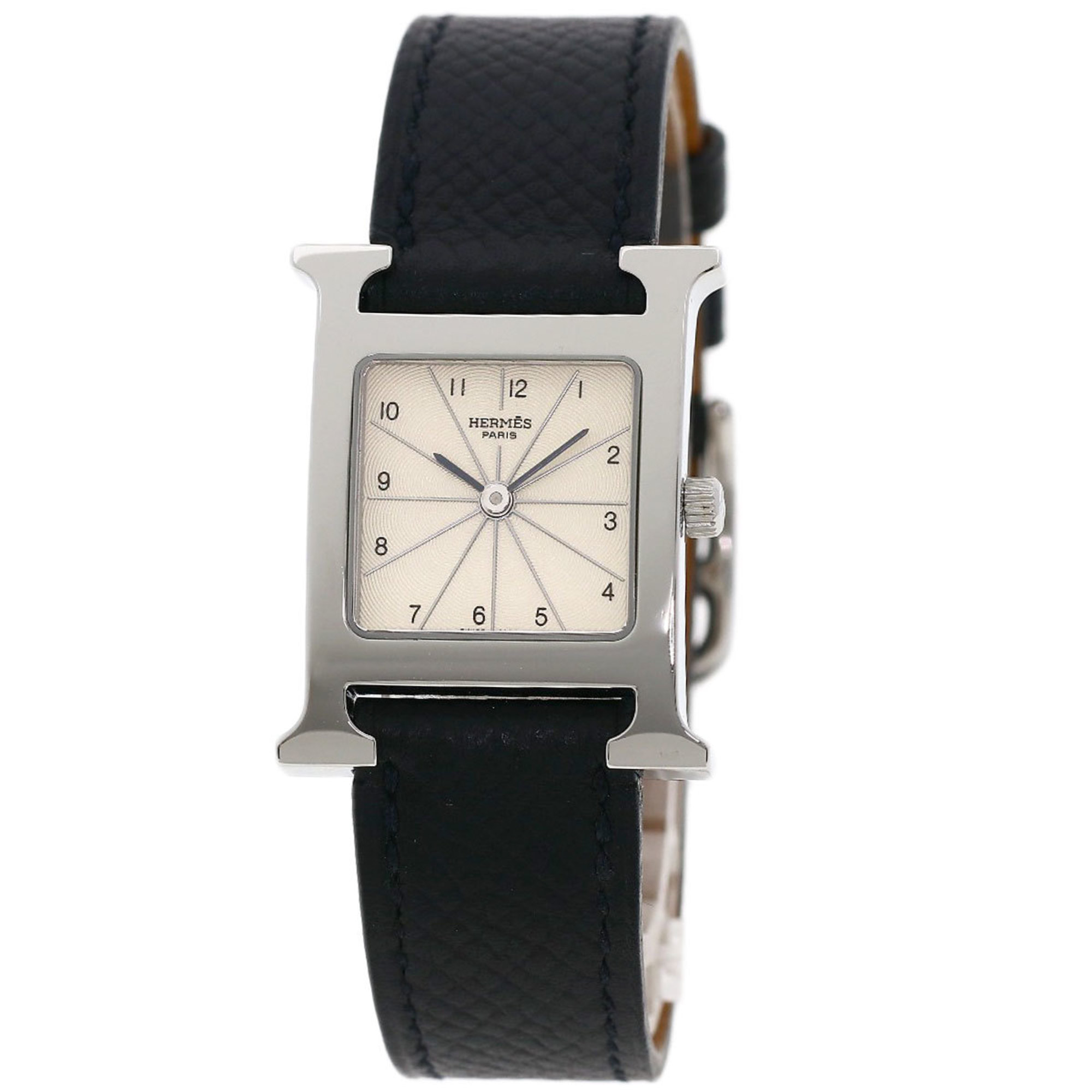 Hermes HH1.210 H Watch Stainless Steel Leather Ladies HERMES