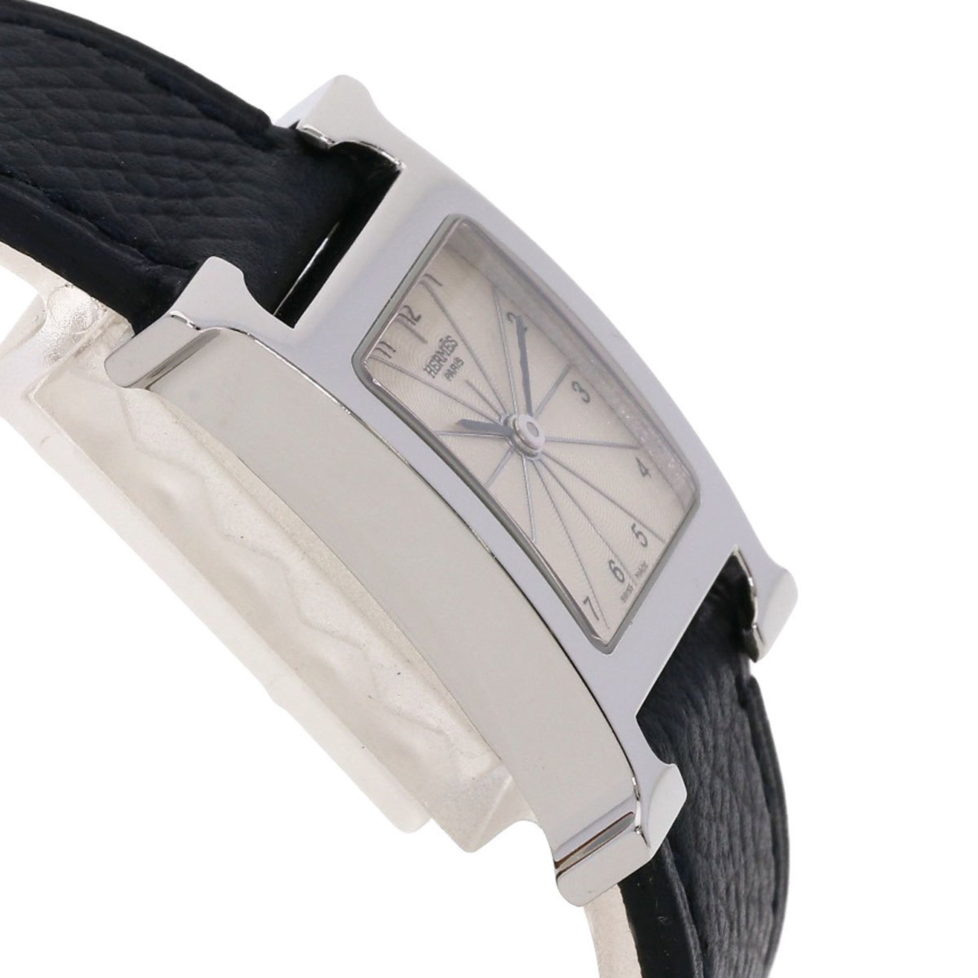 Hermes HH1.210 H Watch Stainless Steel Leather Ladies HERMES