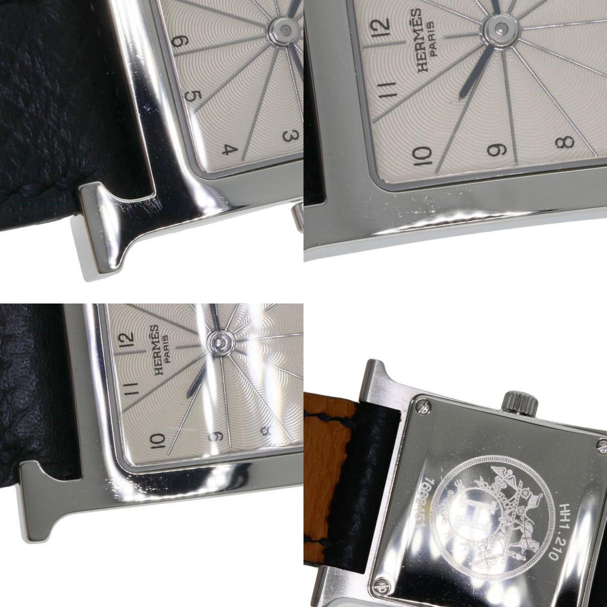 Hermes HH1.210 H Watch Stainless Steel Leather Ladies HERMES