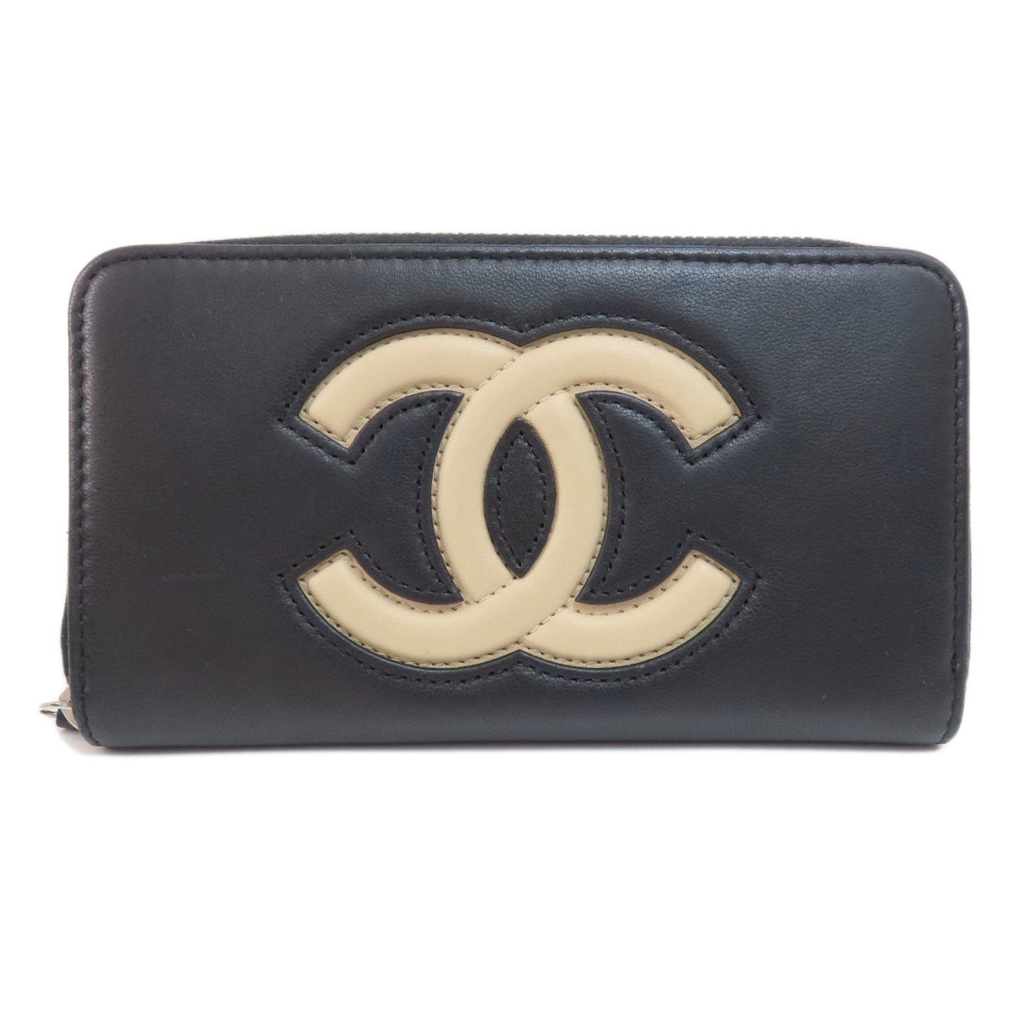 CHANEL Coco Mark Long Wallet Leather Women's