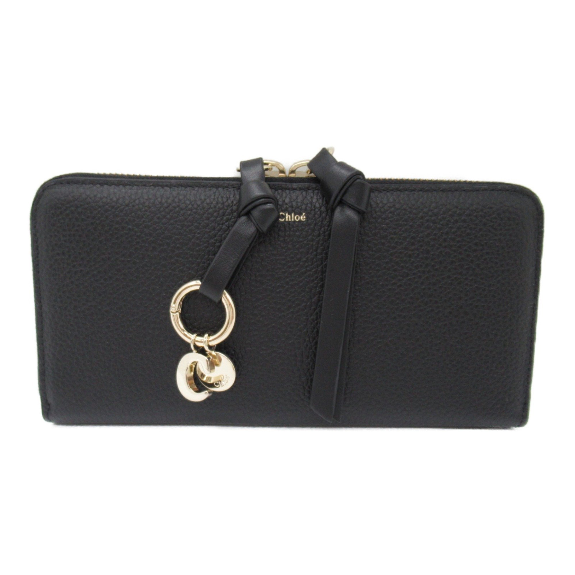 Chloé Round long wallet Black leather CHC21WP941F57001