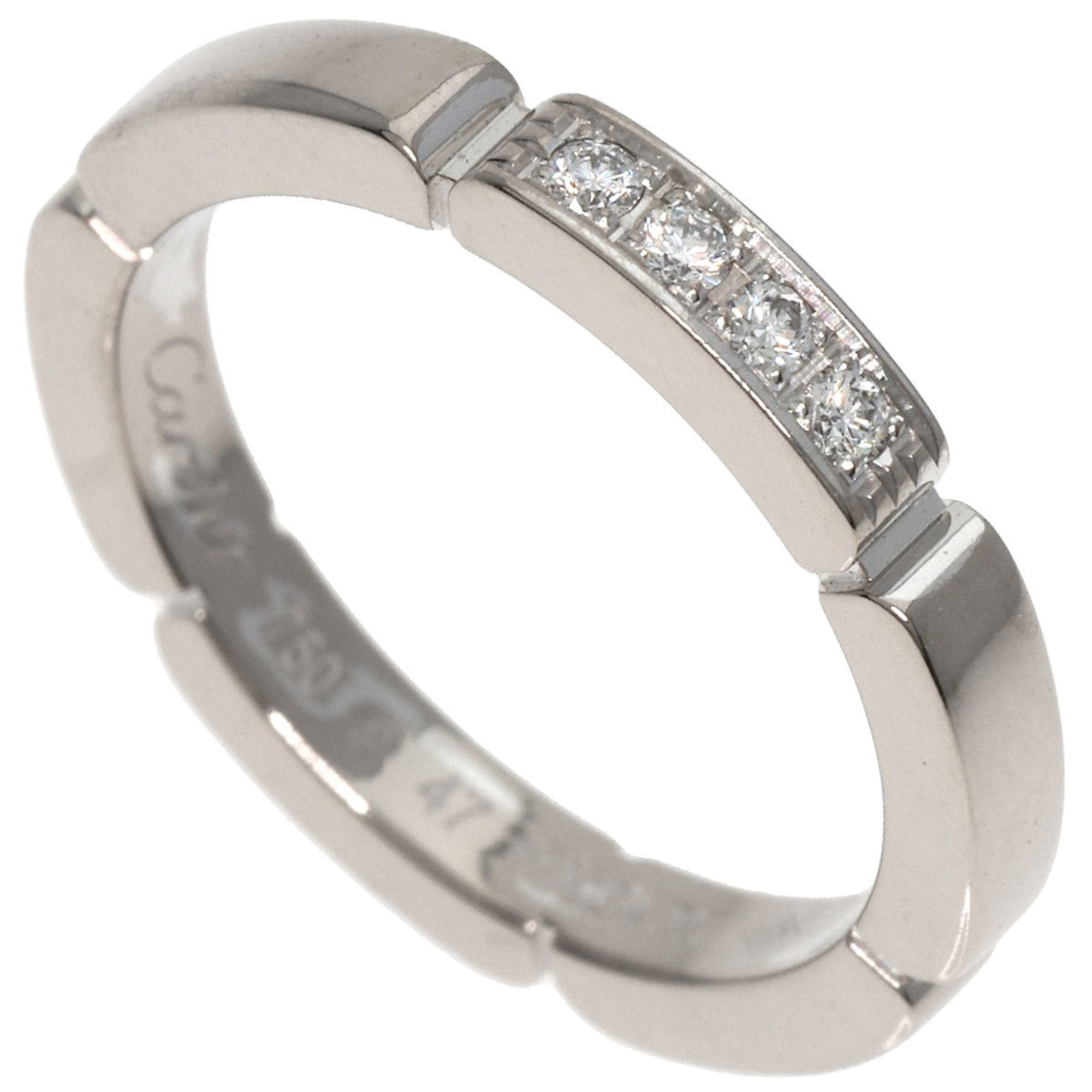 Cartier Maillon Panthere Diamond #47 Ring, K18 White Gold, Women's, CARTIER