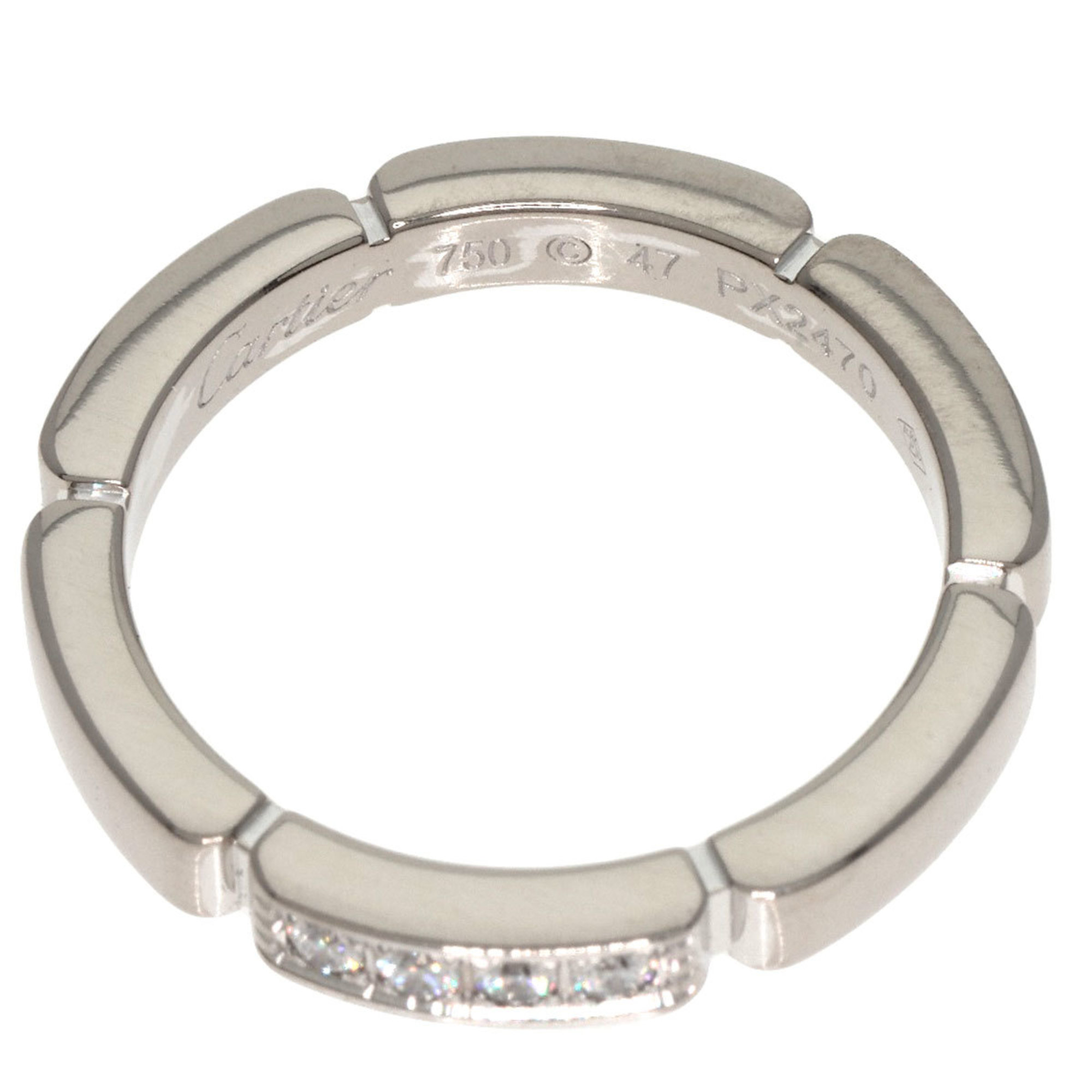 Cartier Maillon Panthere Diamond #47 Ring, K18 White Gold, Women's, CARTIER