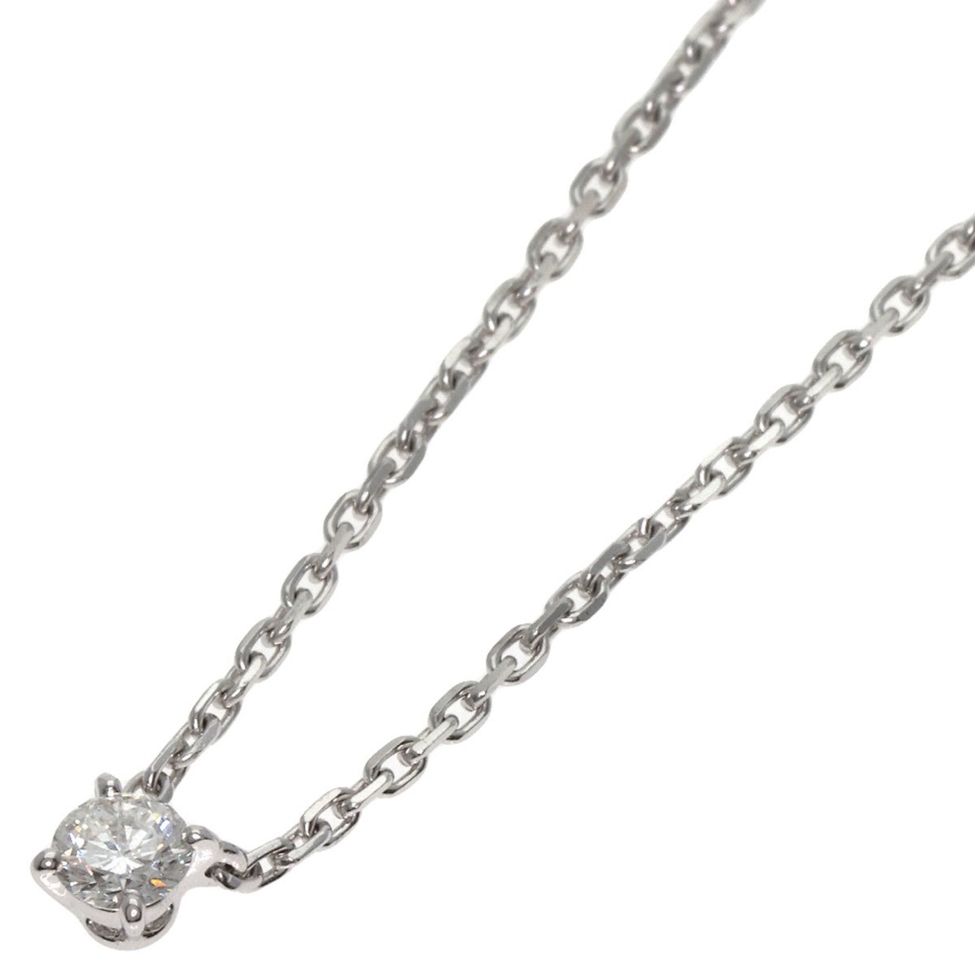 Cartier Solitaire Diamond Necklace K18 White Gold Women's CARTIER