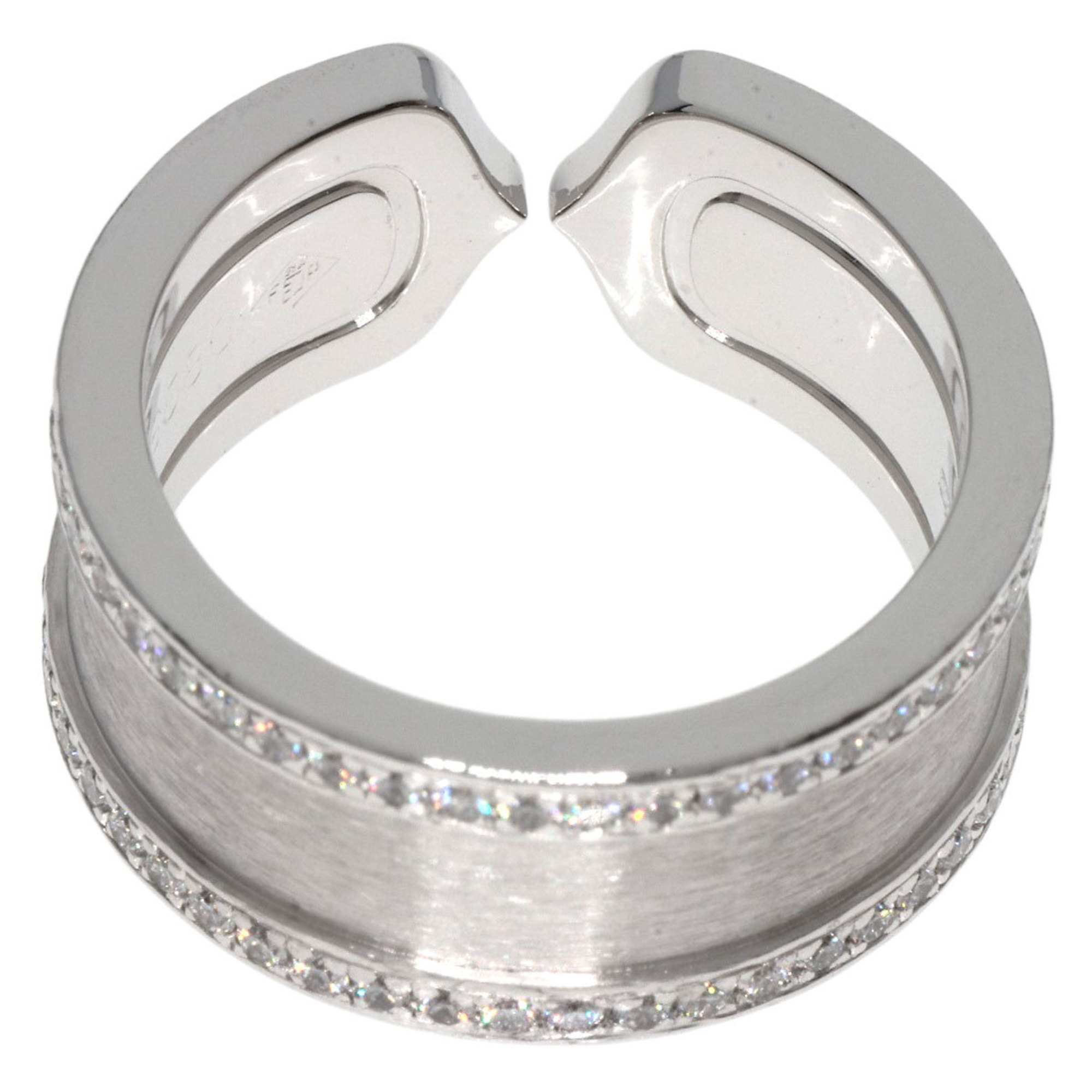 Cartier C2 Ring Edge Diamond #50 K18 White Gold Women's CARTIER