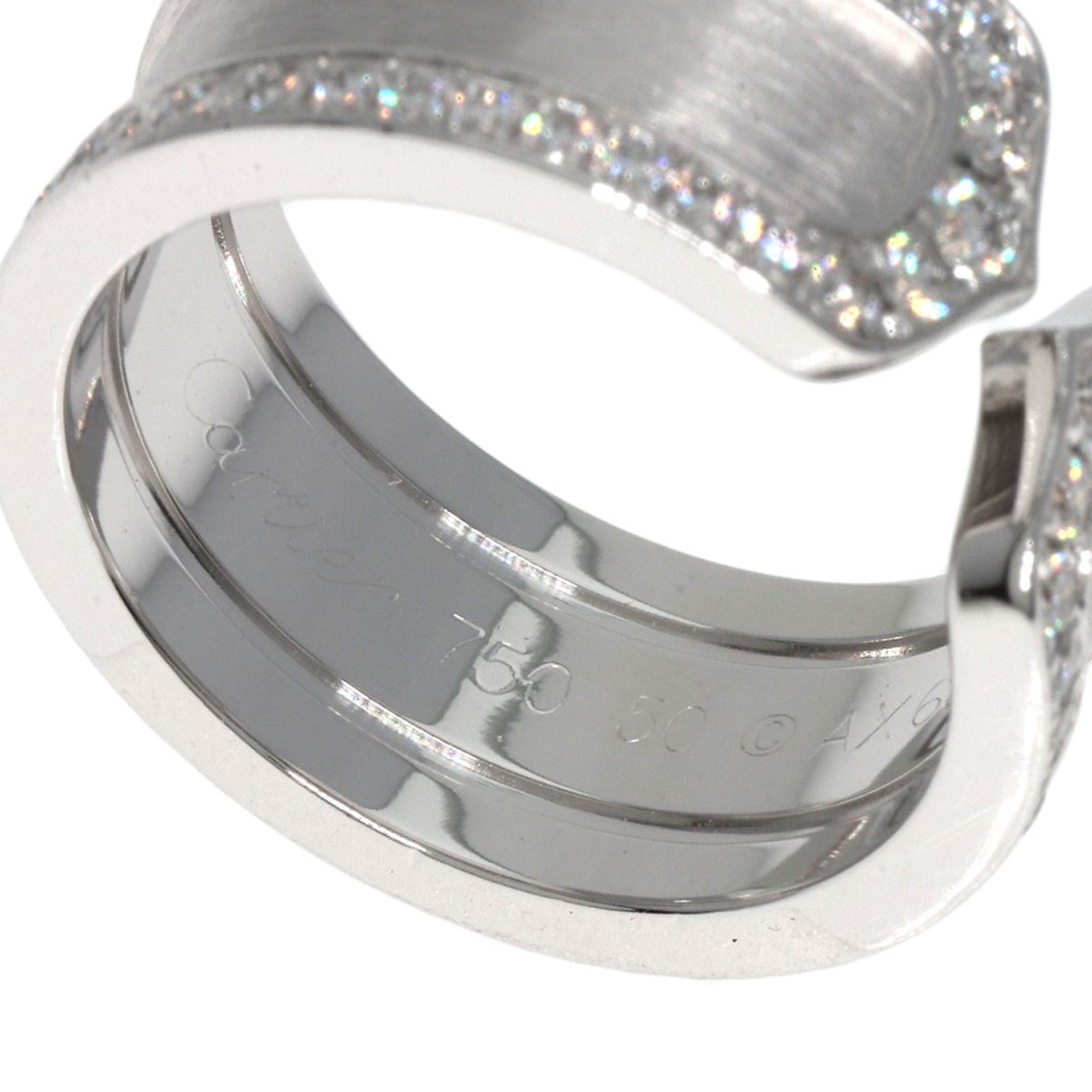 Cartier C2 Ring Edge Diamond #50 K18 White Gold Women's CARTIER