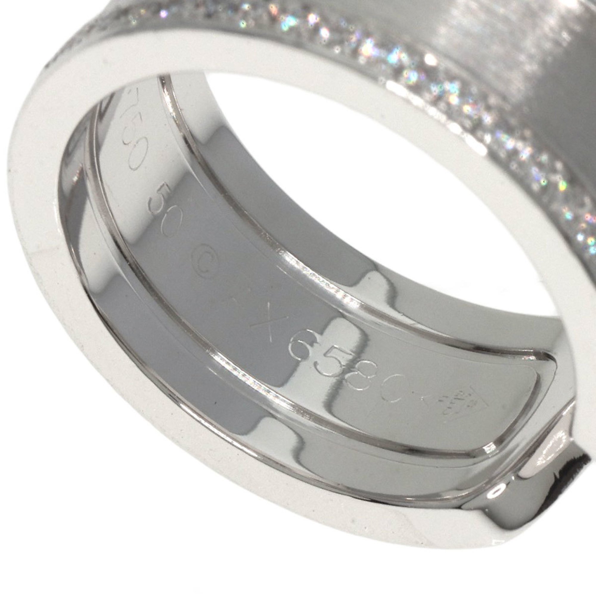 Cartier C2 Ring Edge Diamond #50 K18 White Gold Women's CARTIER