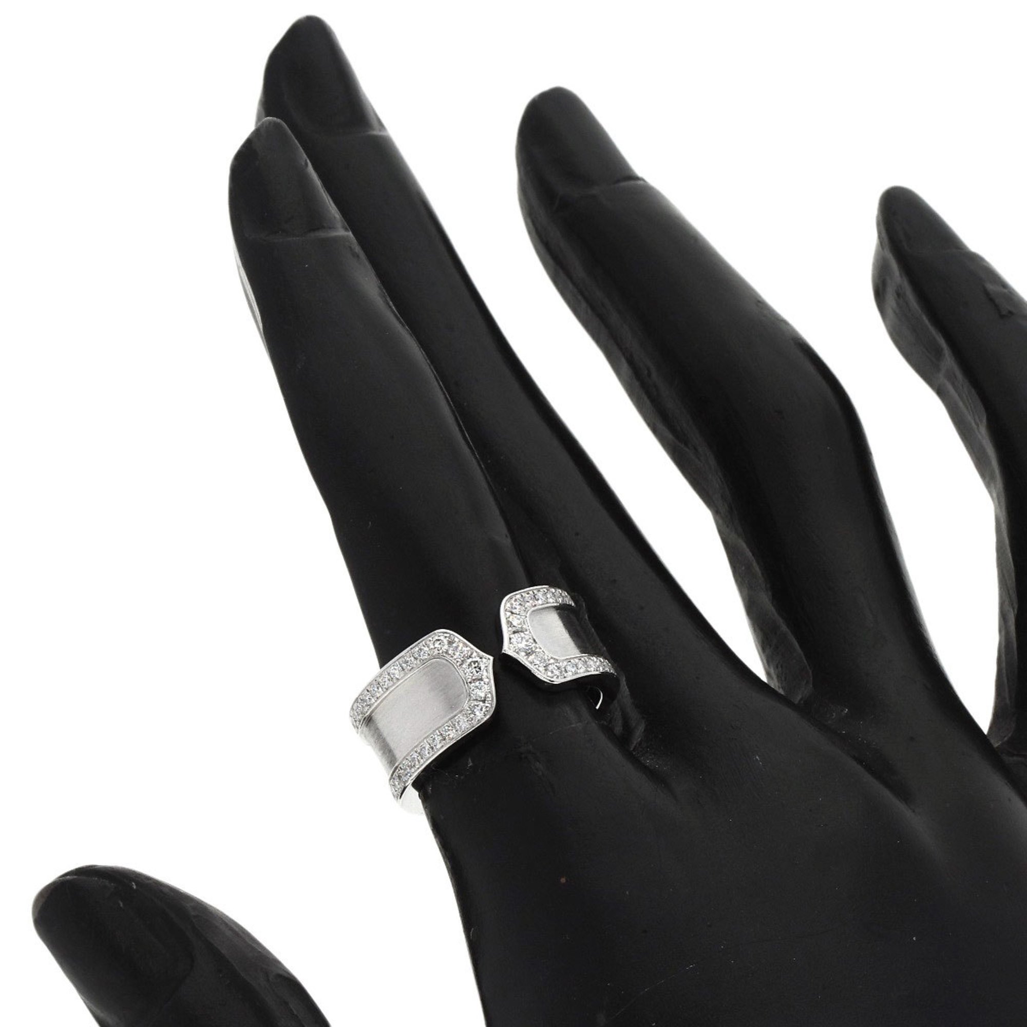 Cartier C2 Ring Edge Diamond #50 K18 White Gold Women's CARTIER