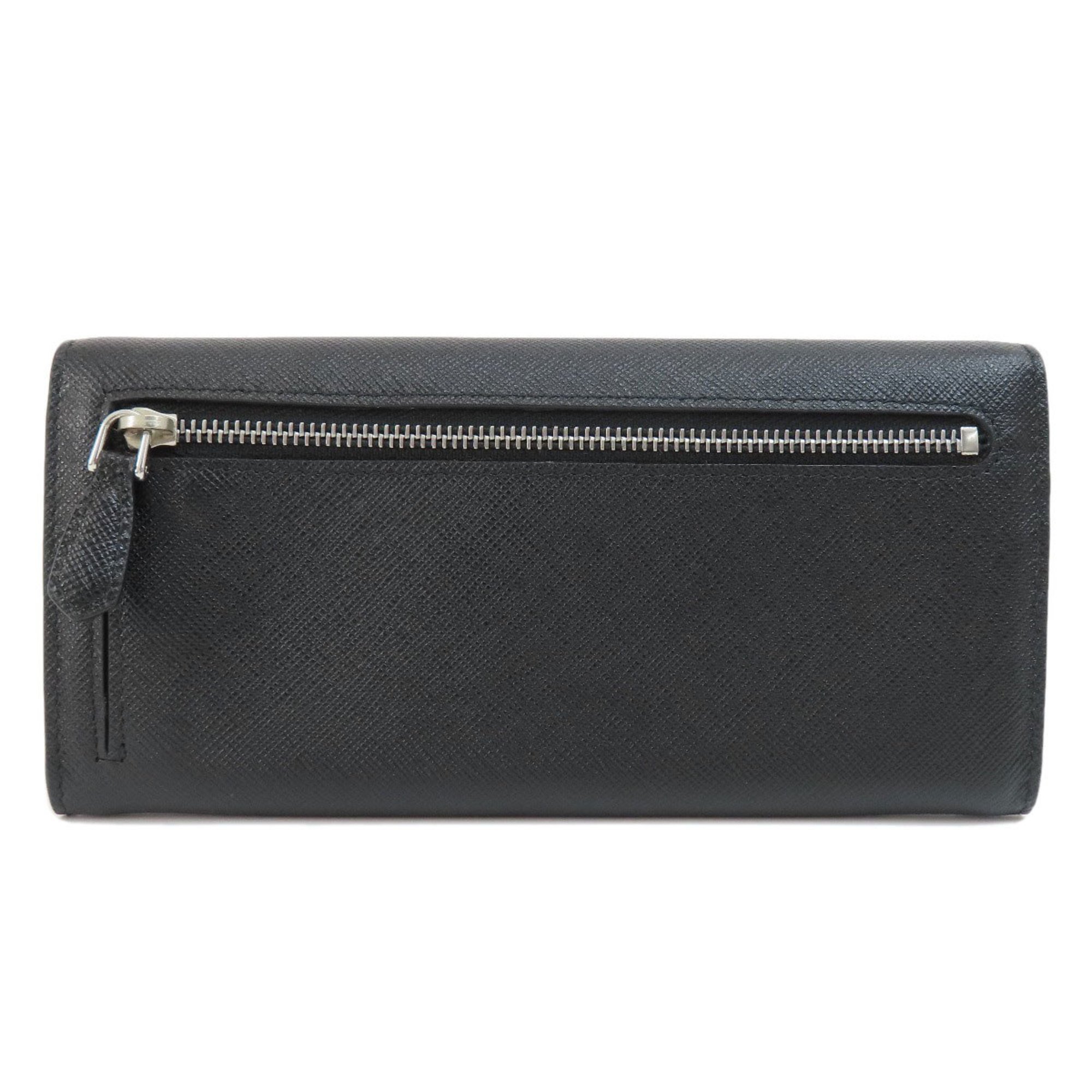 PRADA 1MH132 Saffiano Pin Badge Long Wallet Leather Women's