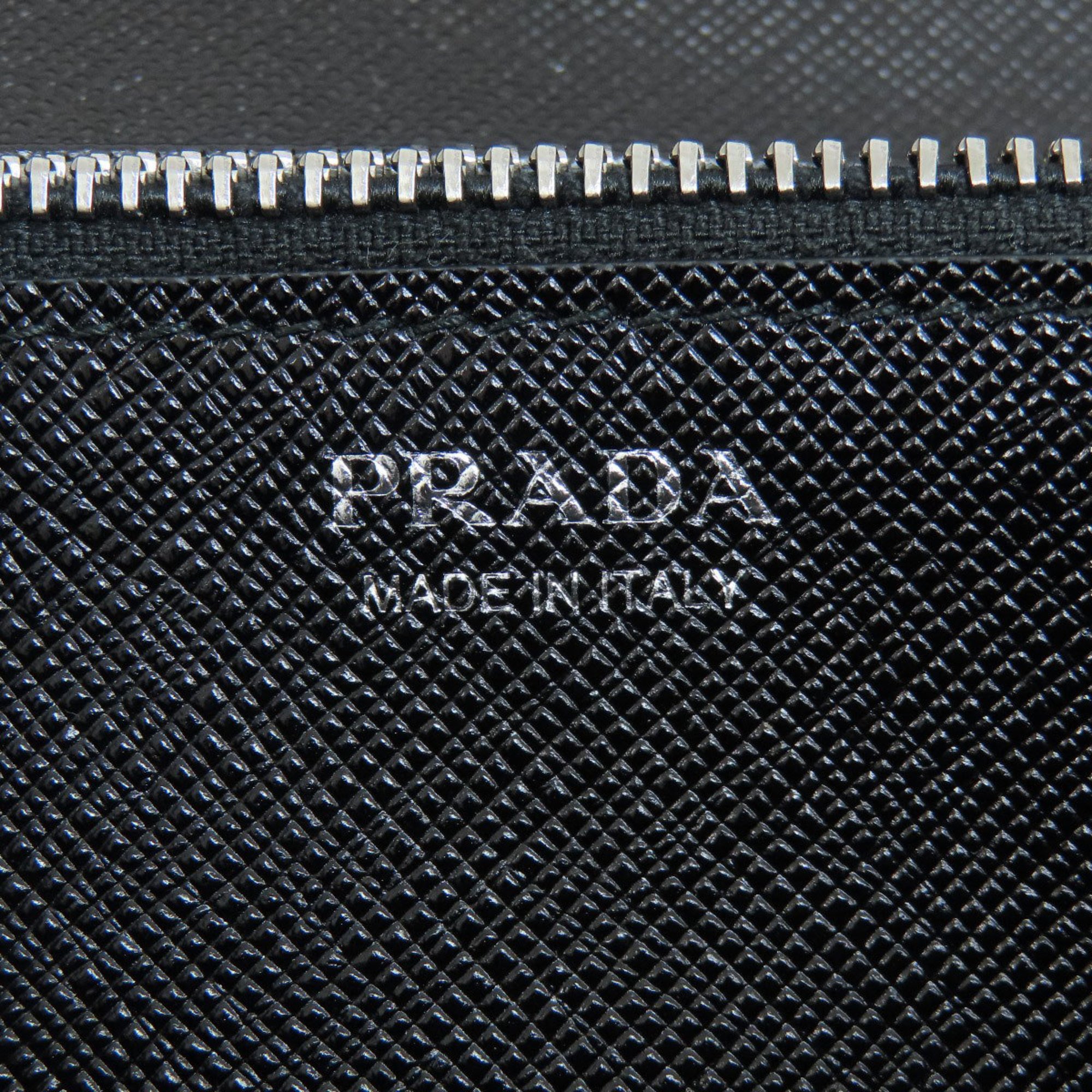 PRADA 1MH132 Saffiano Pin Badge Long Wallet Leather Women's