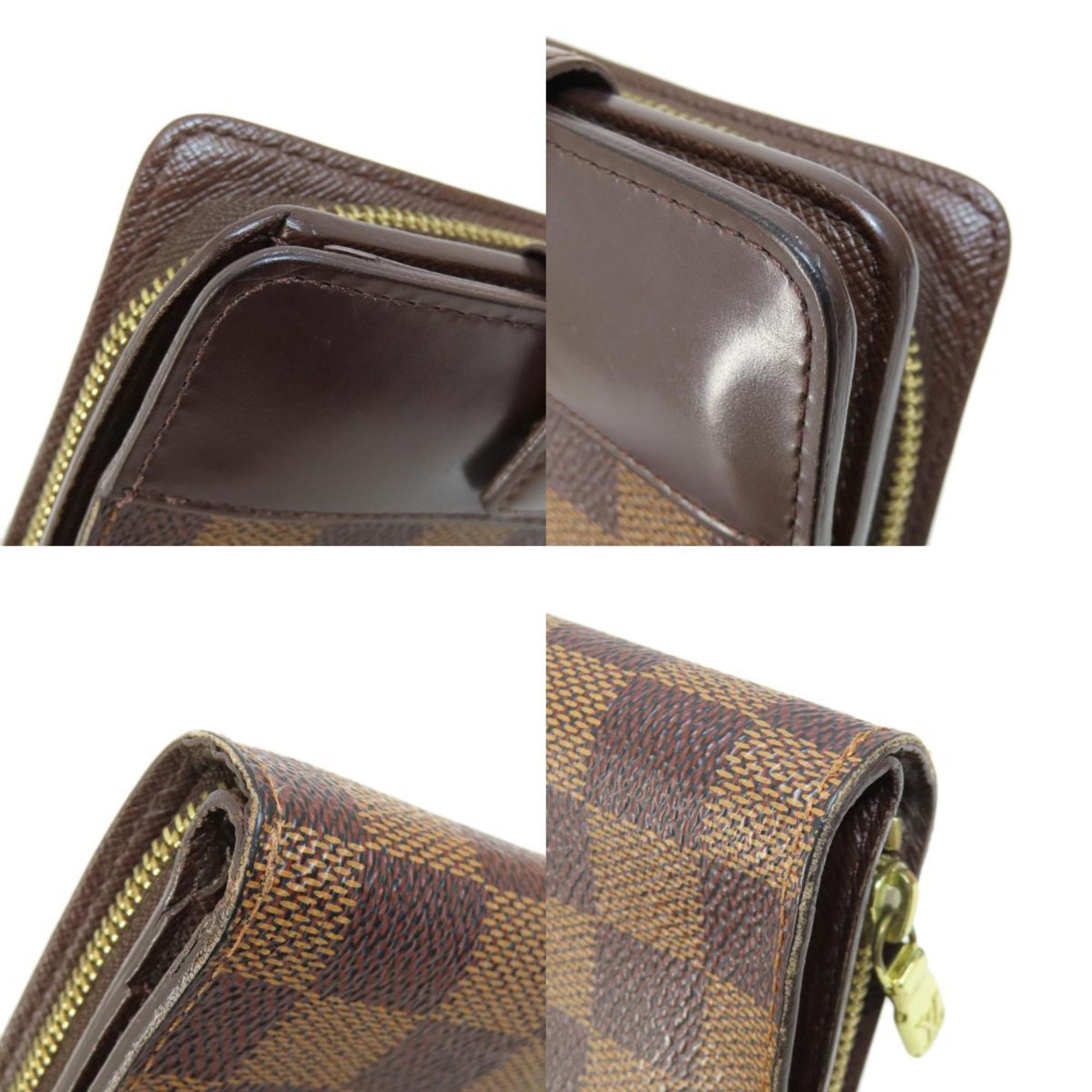 Louis Vuitton M61668 Compact Zip Bi-fold Wallet Damier Canvas Women's LOUIS VUITTON