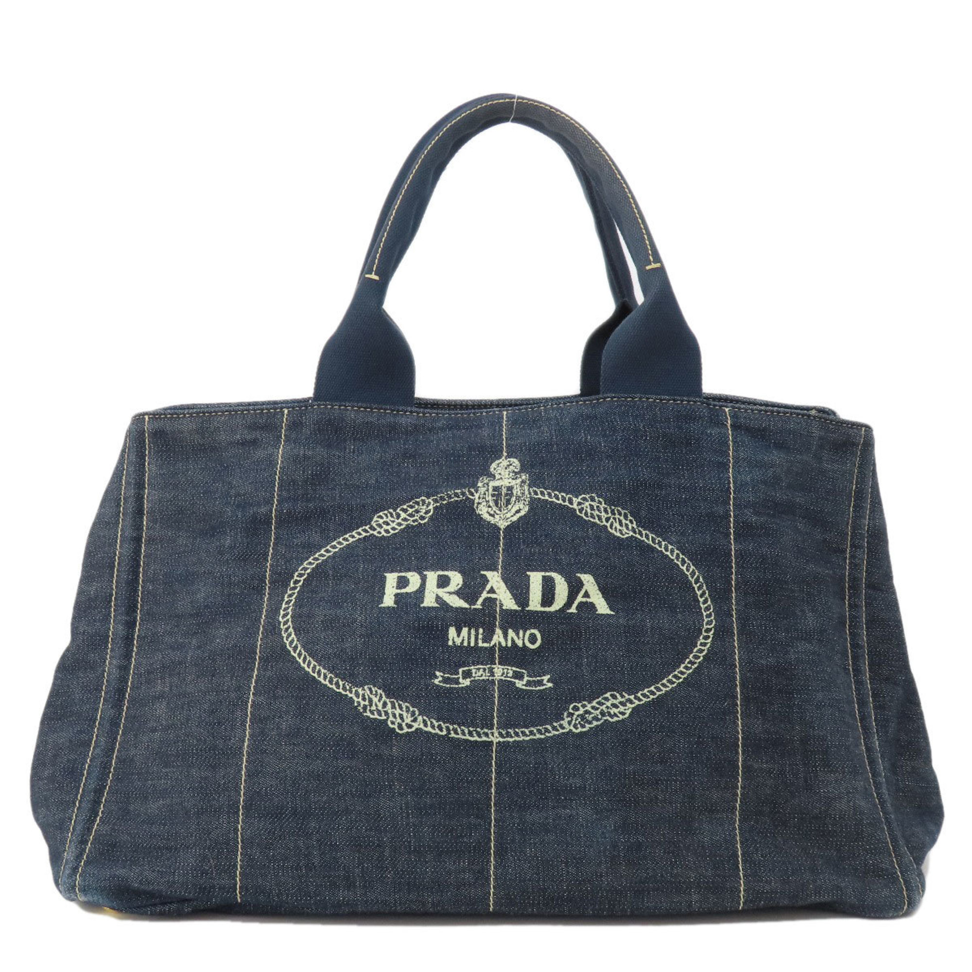 PRADA BN1872 Canapa Tote Bag Denim Women's