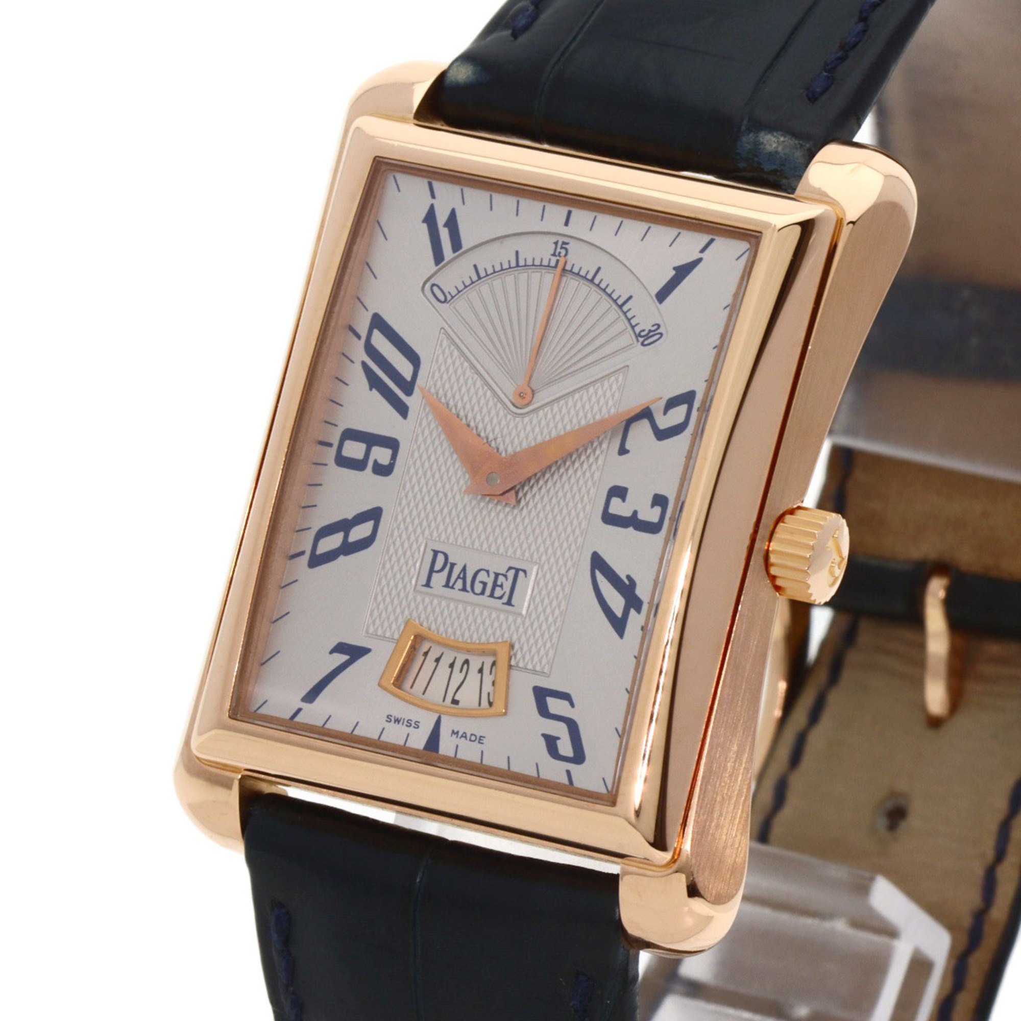 Piaget P10109 Emperor Date Power Reserve Watch K18 Pink Gold Leather Men's PIAGET