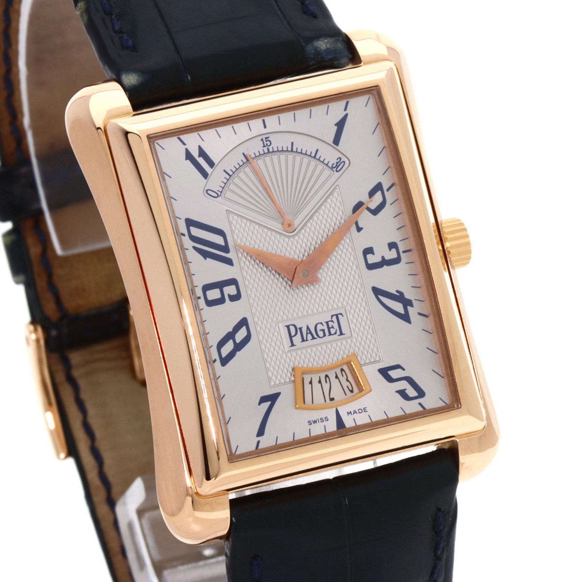 Piaget P10109 Emperor Date Power Reserve Watch K18 Pink Gold Leather Men's PIAGET