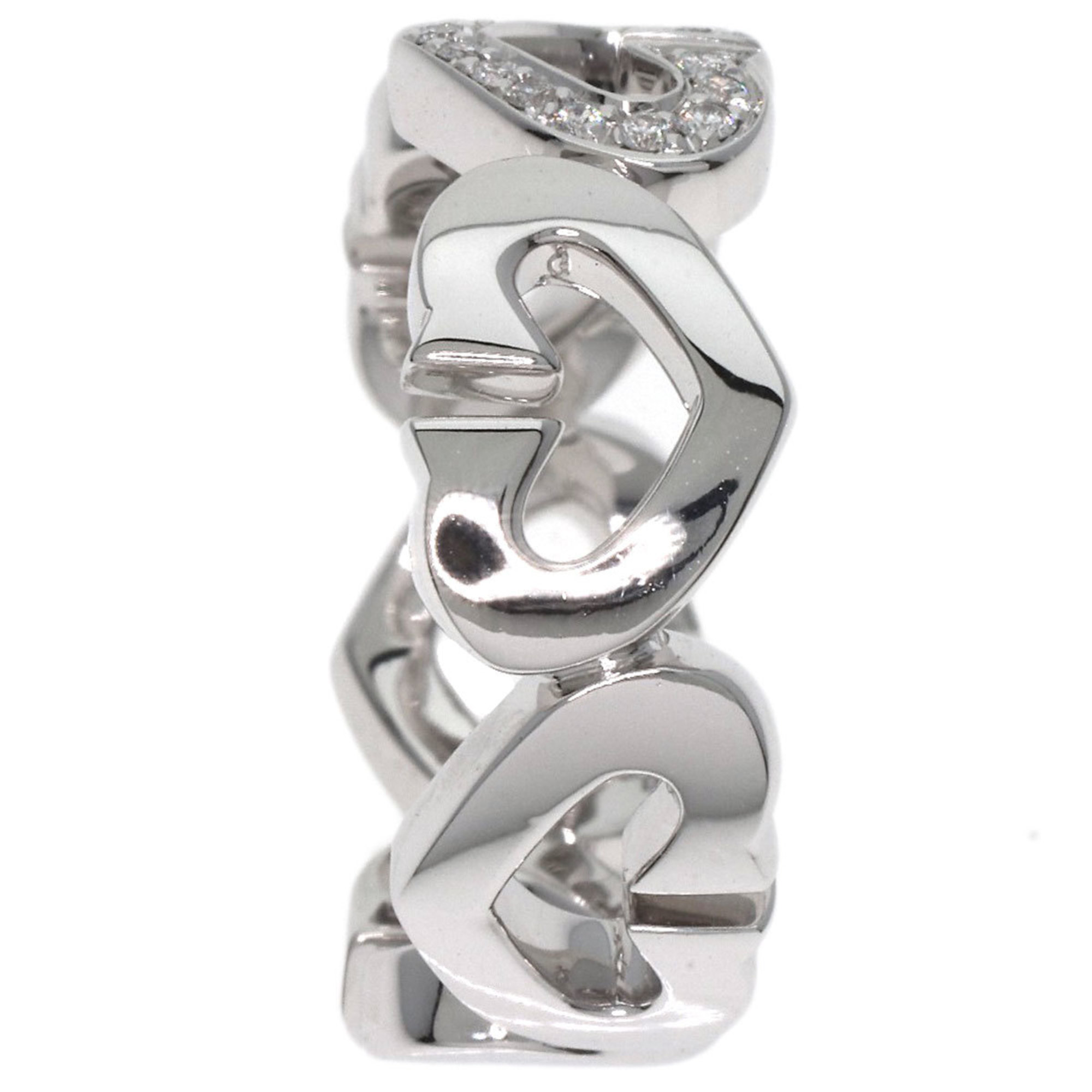 Cartier C Heart Diamond #47 Ring, K18 White Gold, Women's, CARTIER