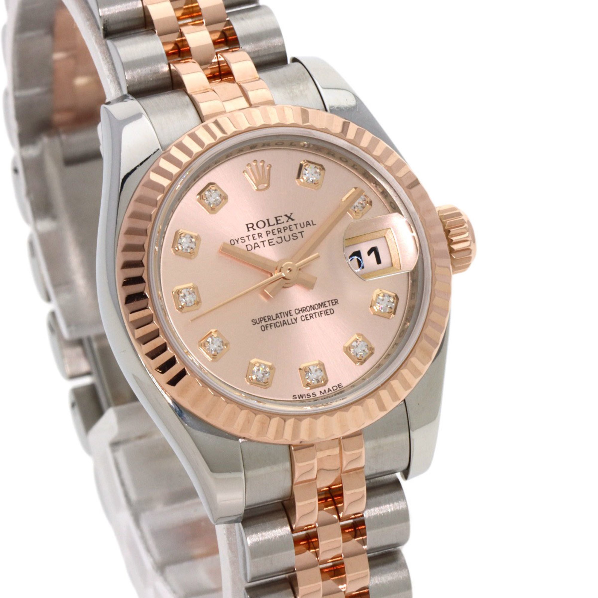 Rolex 179171G Datejust 10P Diamond Watch Stainless Steel SSxK18PG K18PG Ladies ROLEX