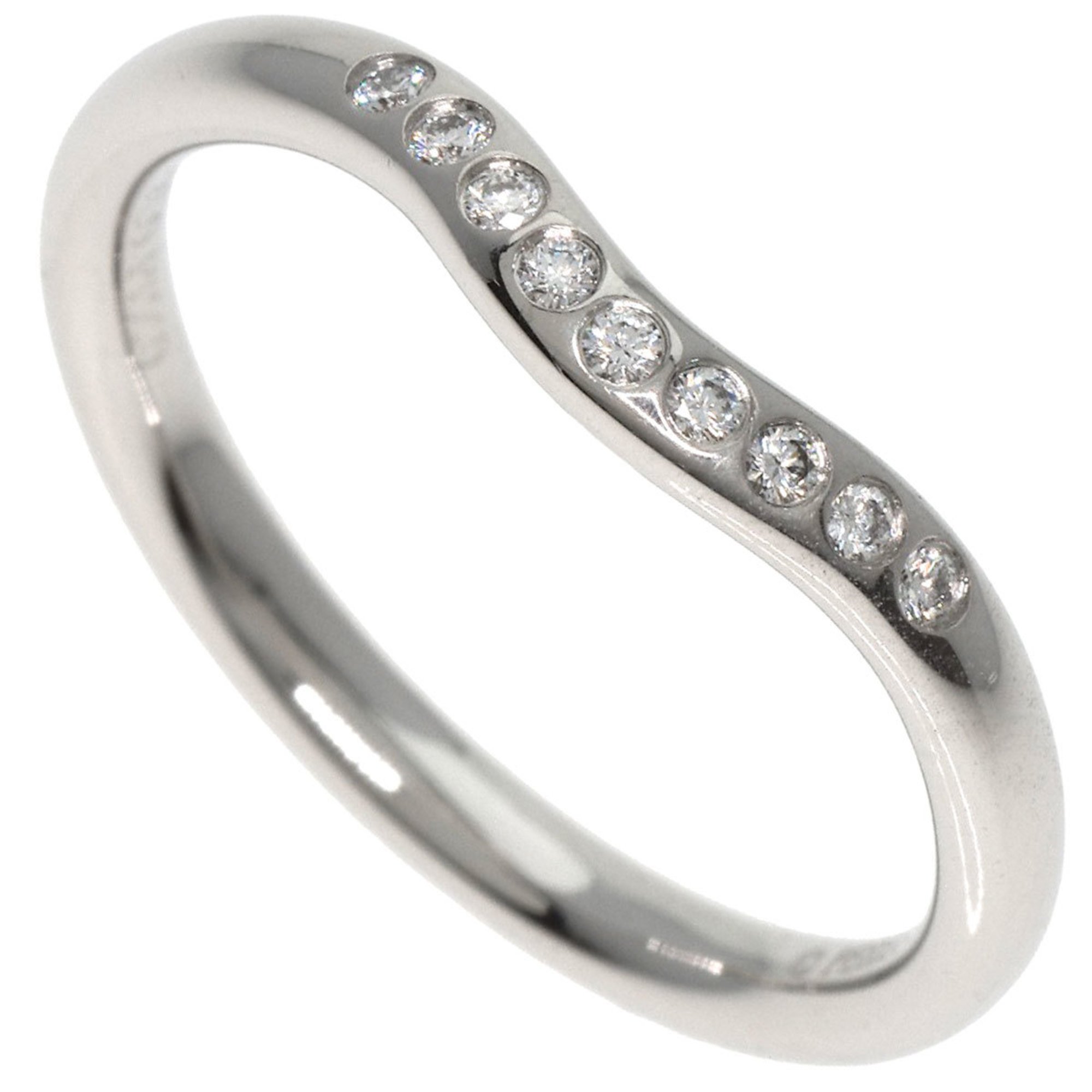 Tiffany & Co. Curved Band Diamond Ring, Platinum PT950, Women's, TIFFANY