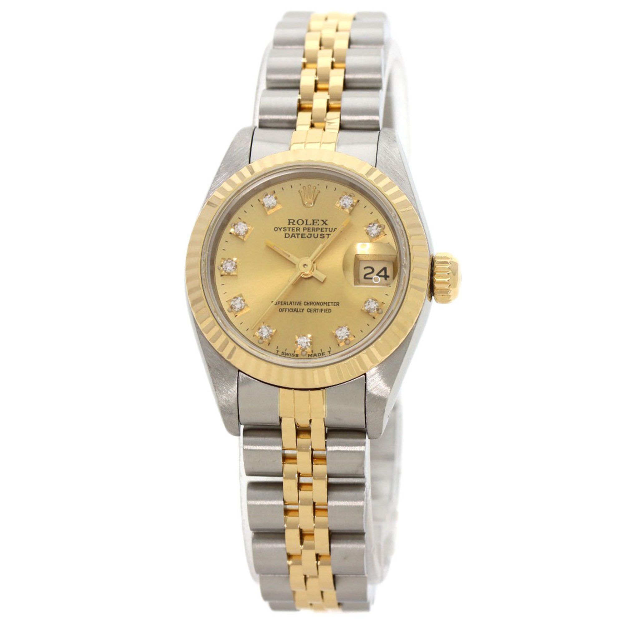 Rolex 69173G Datejust 10P Diamond Watch Stainless Steel SSxK18YG K18YG Ladies ROLEX